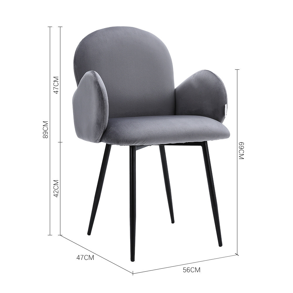 New Velvet Upholstered Dining Chair with Armrest 1PC