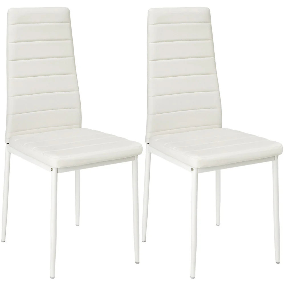 Modern Faux Leather Armless High Back White Dining Chair 1PC