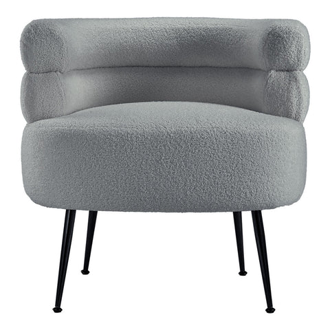 Grey Curved Upholstered Single Sofa Accent Chair