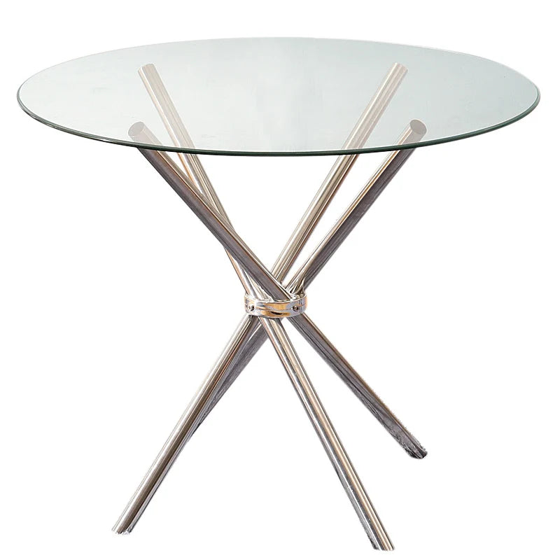 New Tempered Glass Crossover Round Dining Table