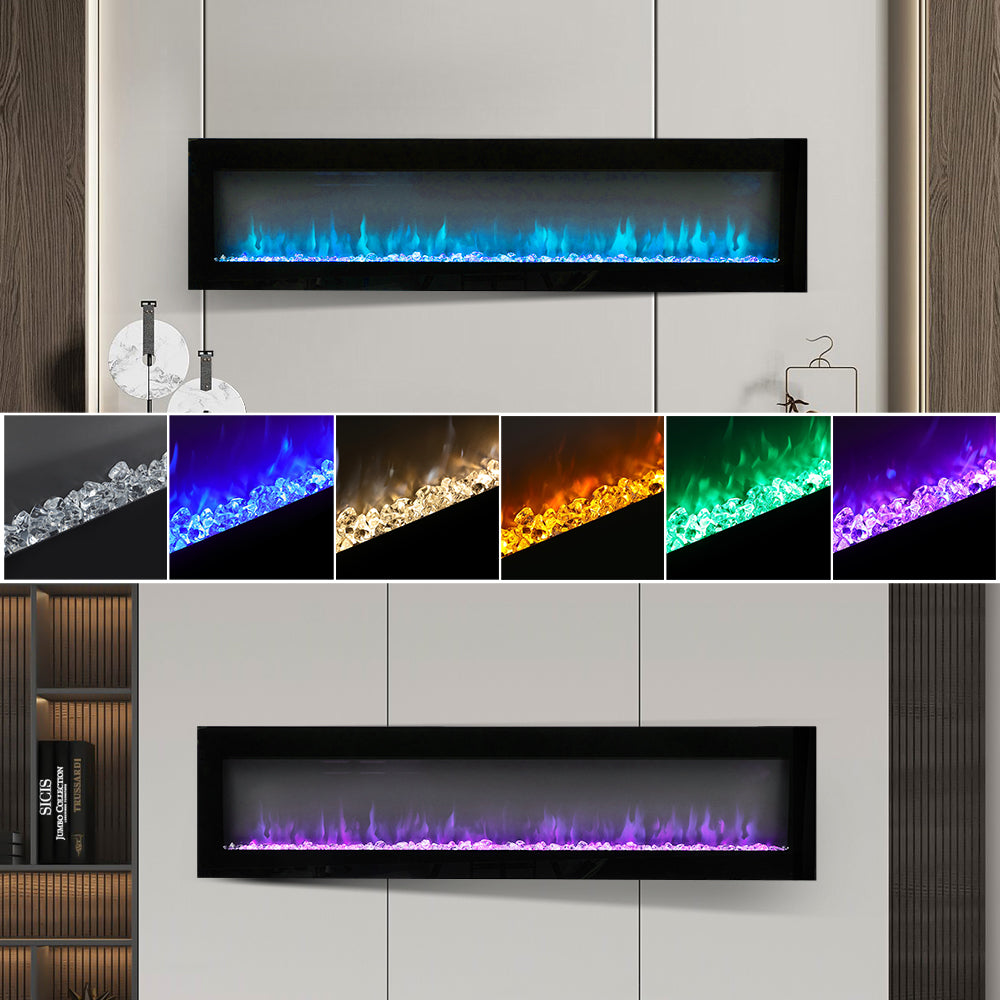 New 40/50/60 Electric Fireplace 9 Colour LED Flame Effect with Remote Control