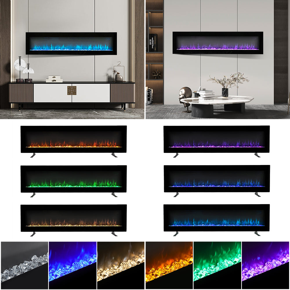 New 40/50/60 Electric Fireplace 9 Colour LED Flame Effect with Remote Control