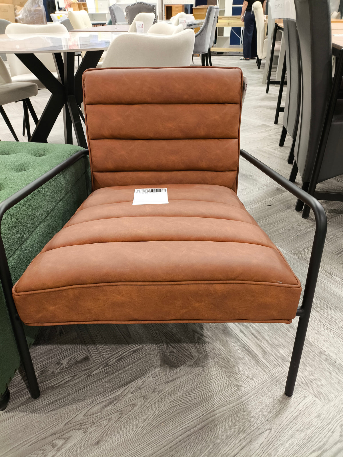 Leisure Soft PU Leather Cushioned Accent Armchair with Metal Frame