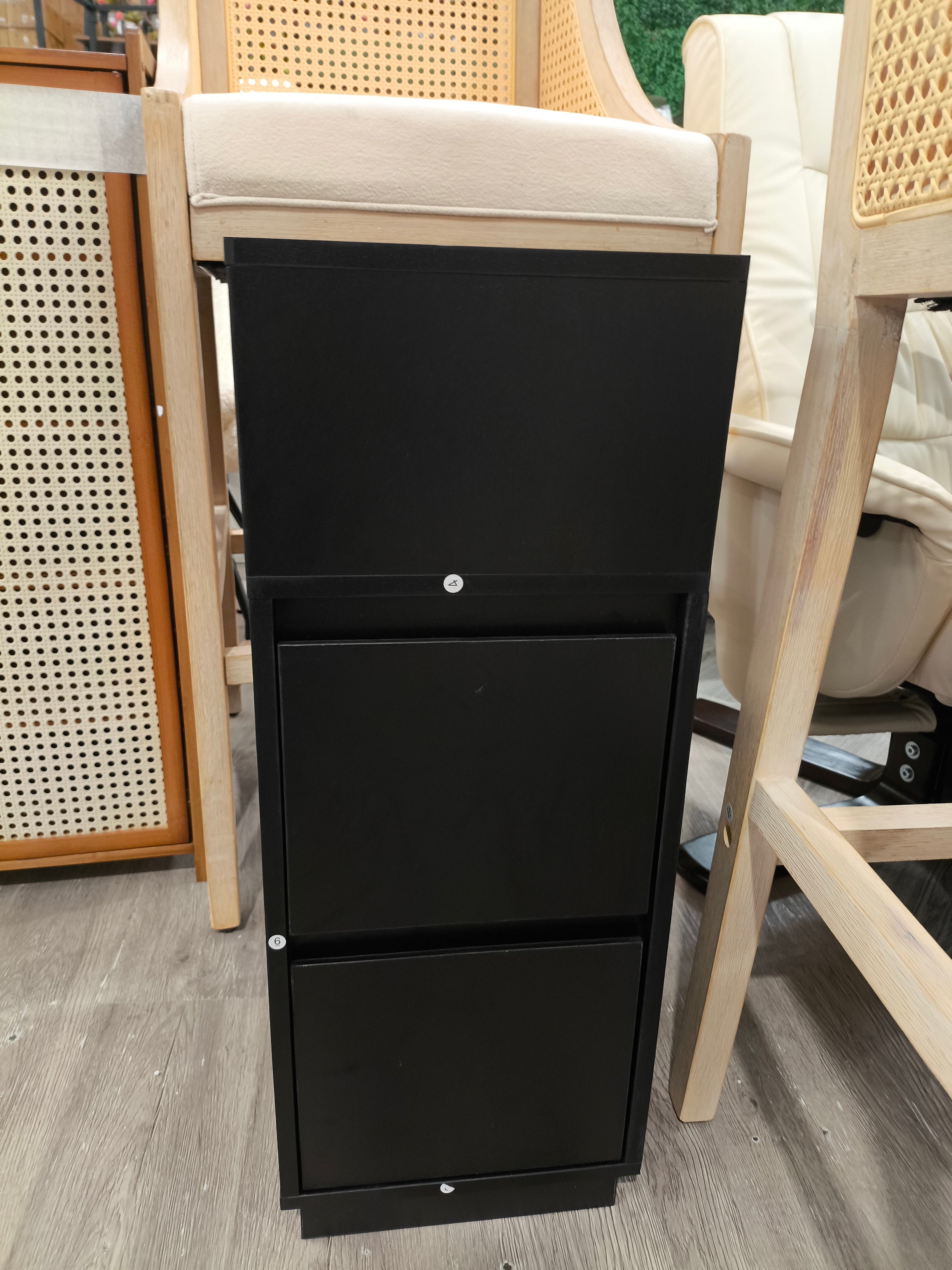 Minimalist Bedside Table with Drawers Black