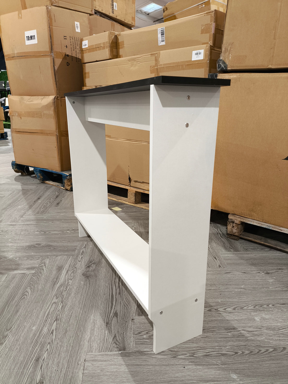 White Console Table With Black Top