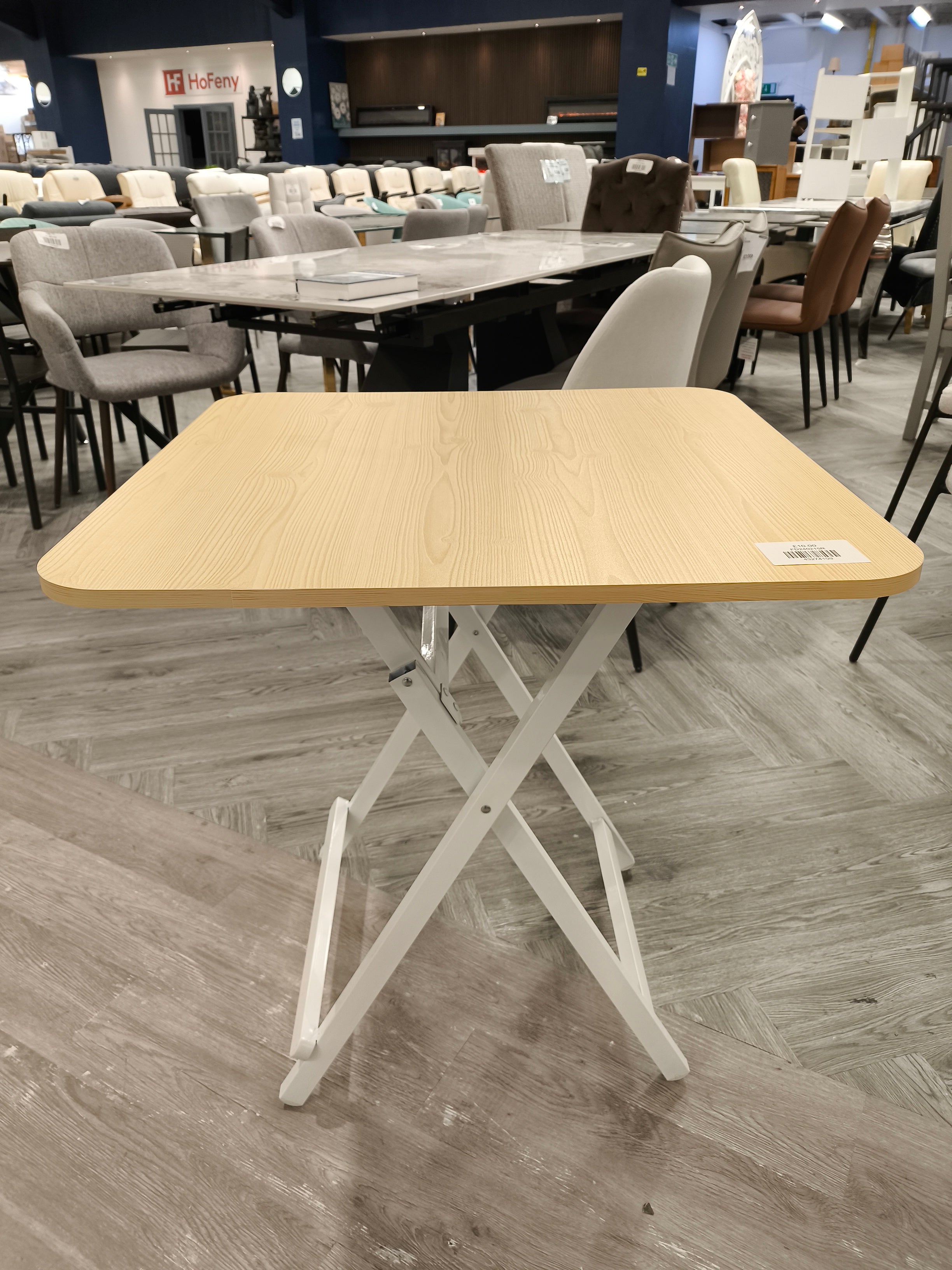 Foldable Square Table with Metal Legs Natural