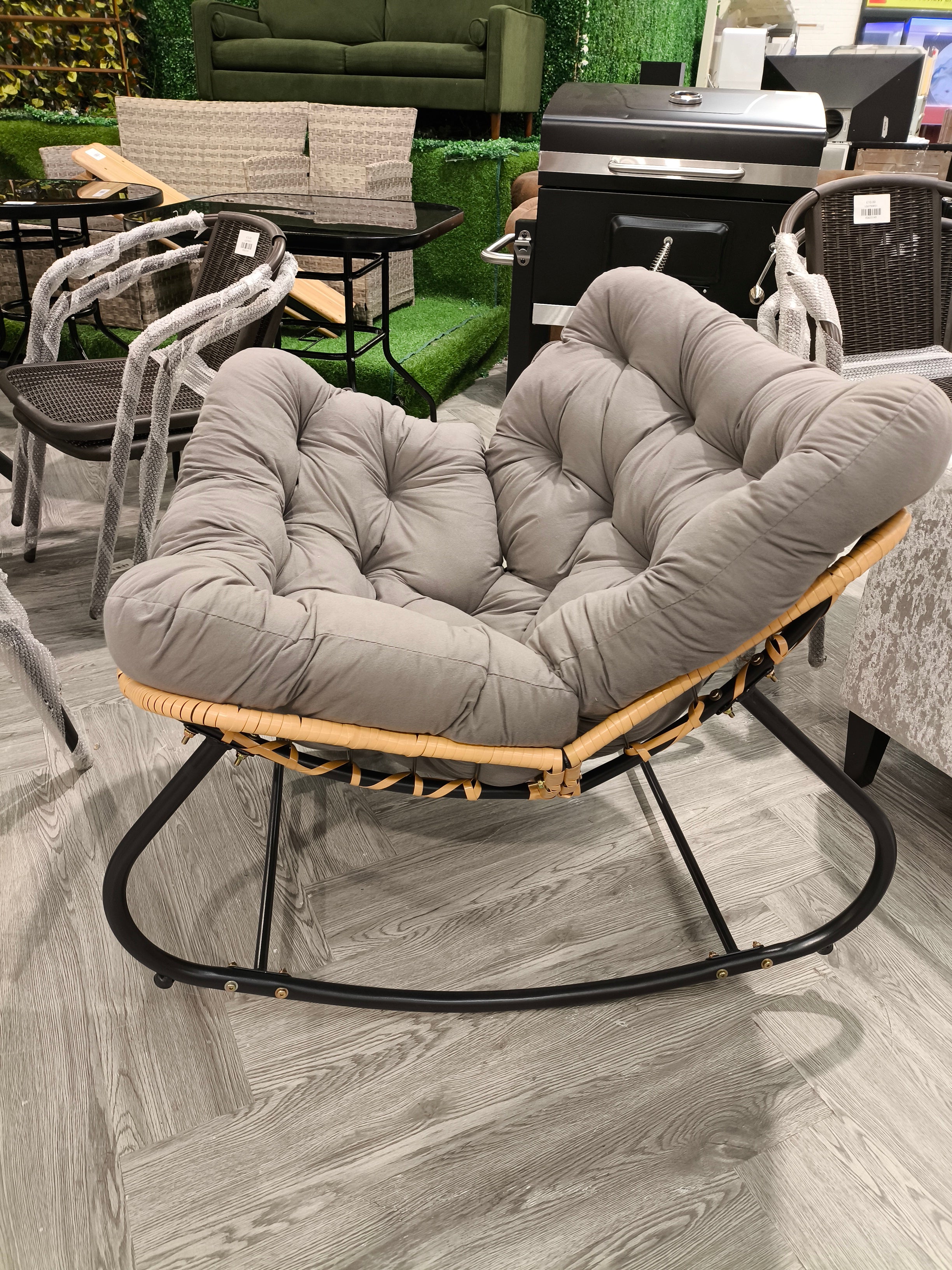 Modern Rocking Chair with Cushion Grey
