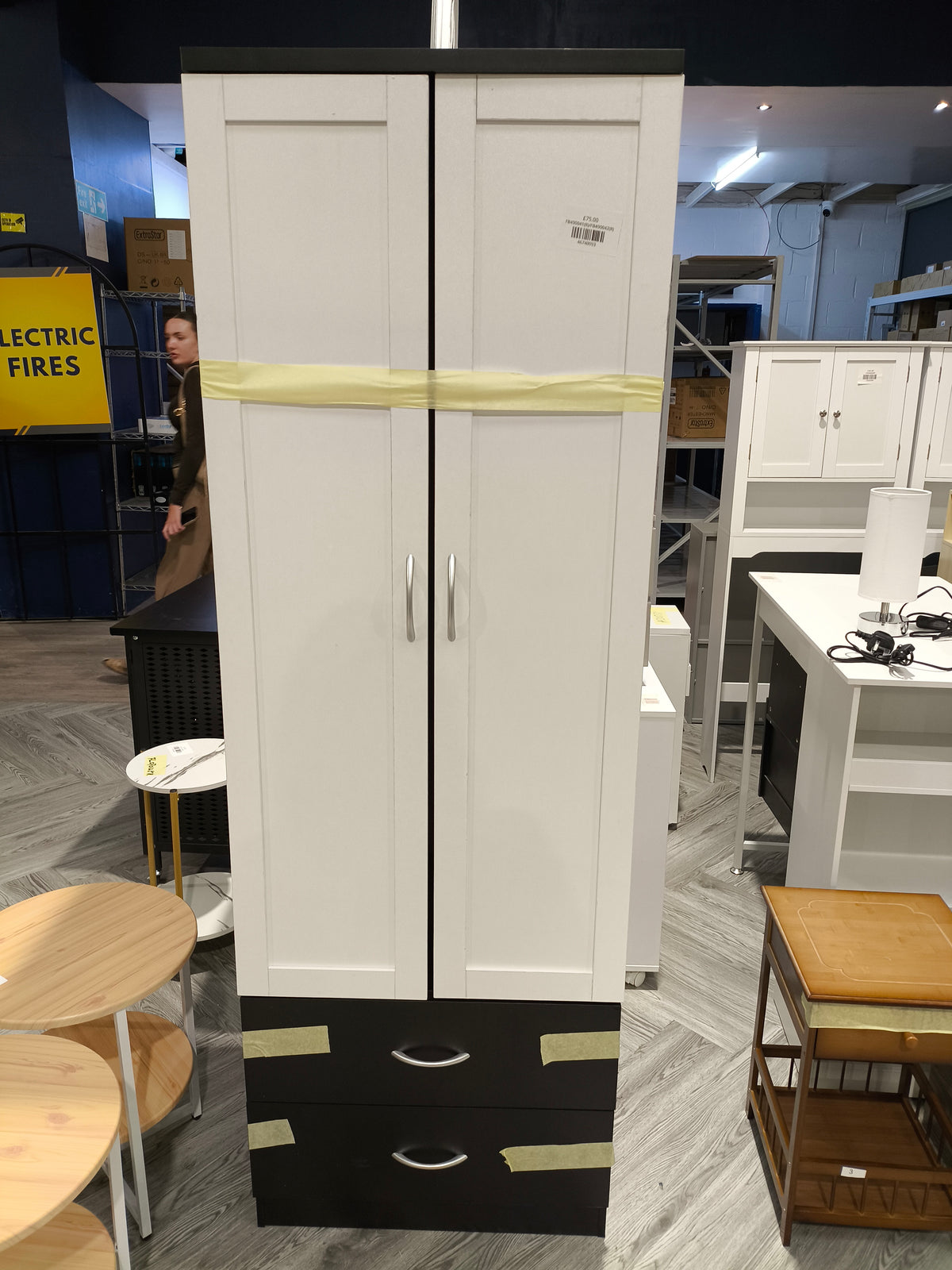 Modern 2 Door Wardrobe with 2 Drawers White