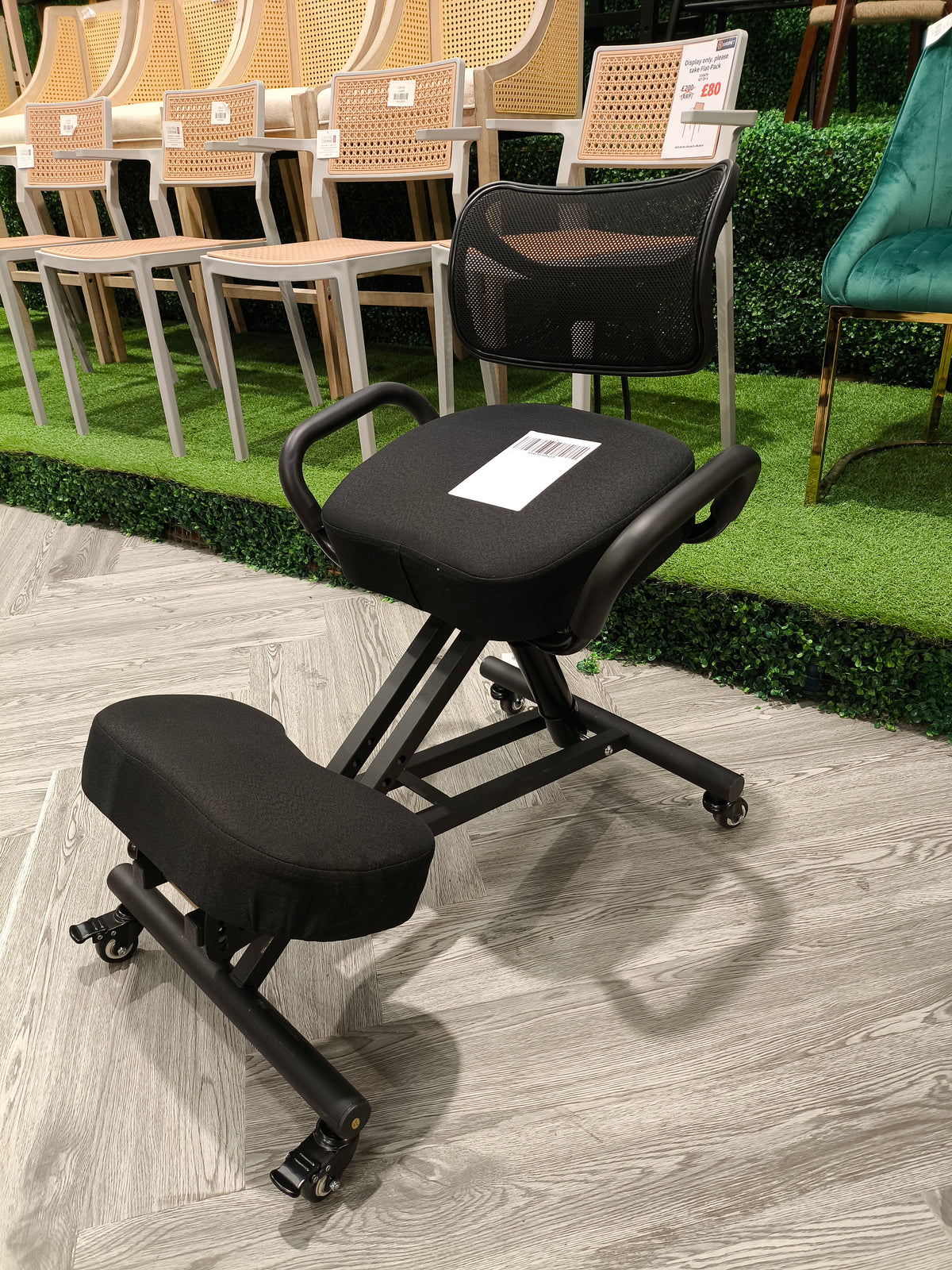 Kneeling Chair with Casters and Adjustable Height Black