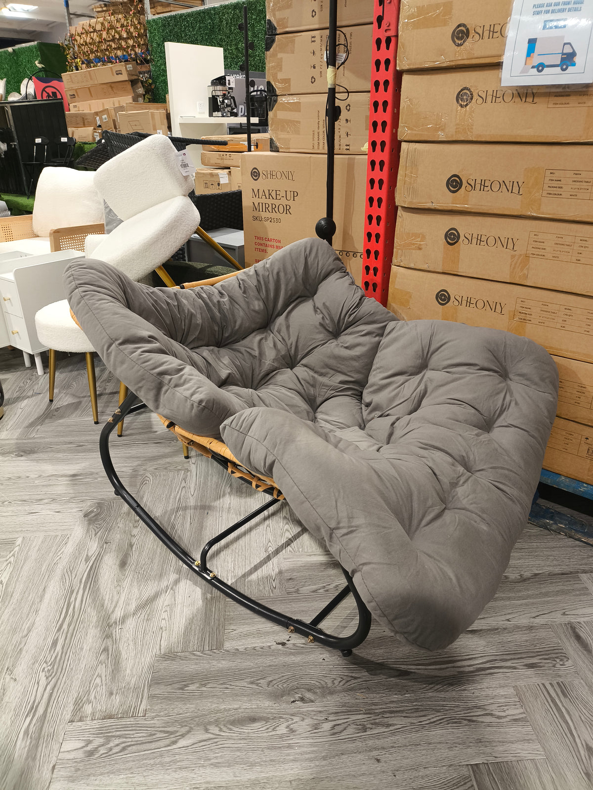 Modern Rocking Chair with Cushion Grey