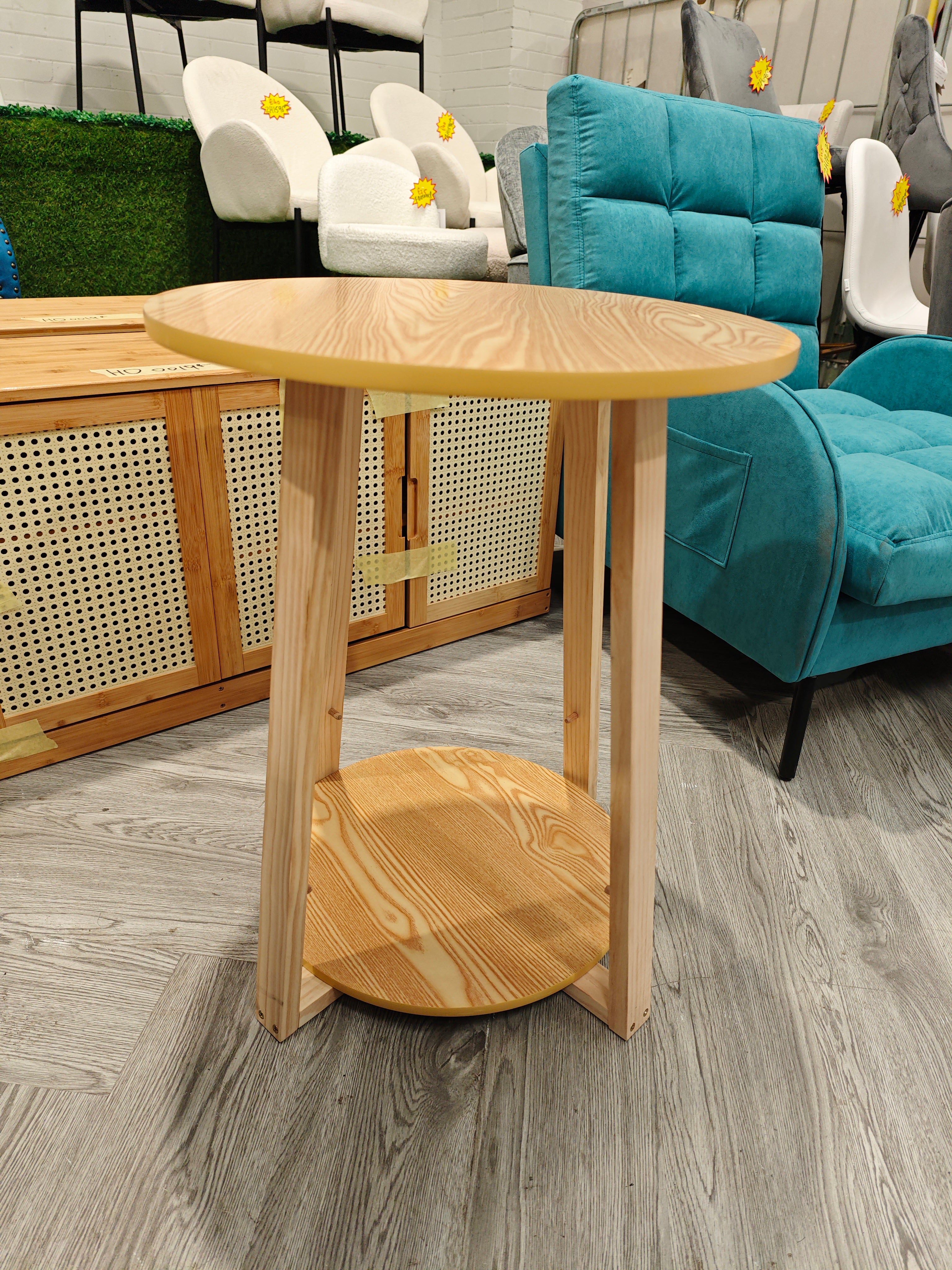 2 Tier Round Wooden Coffee Side Table