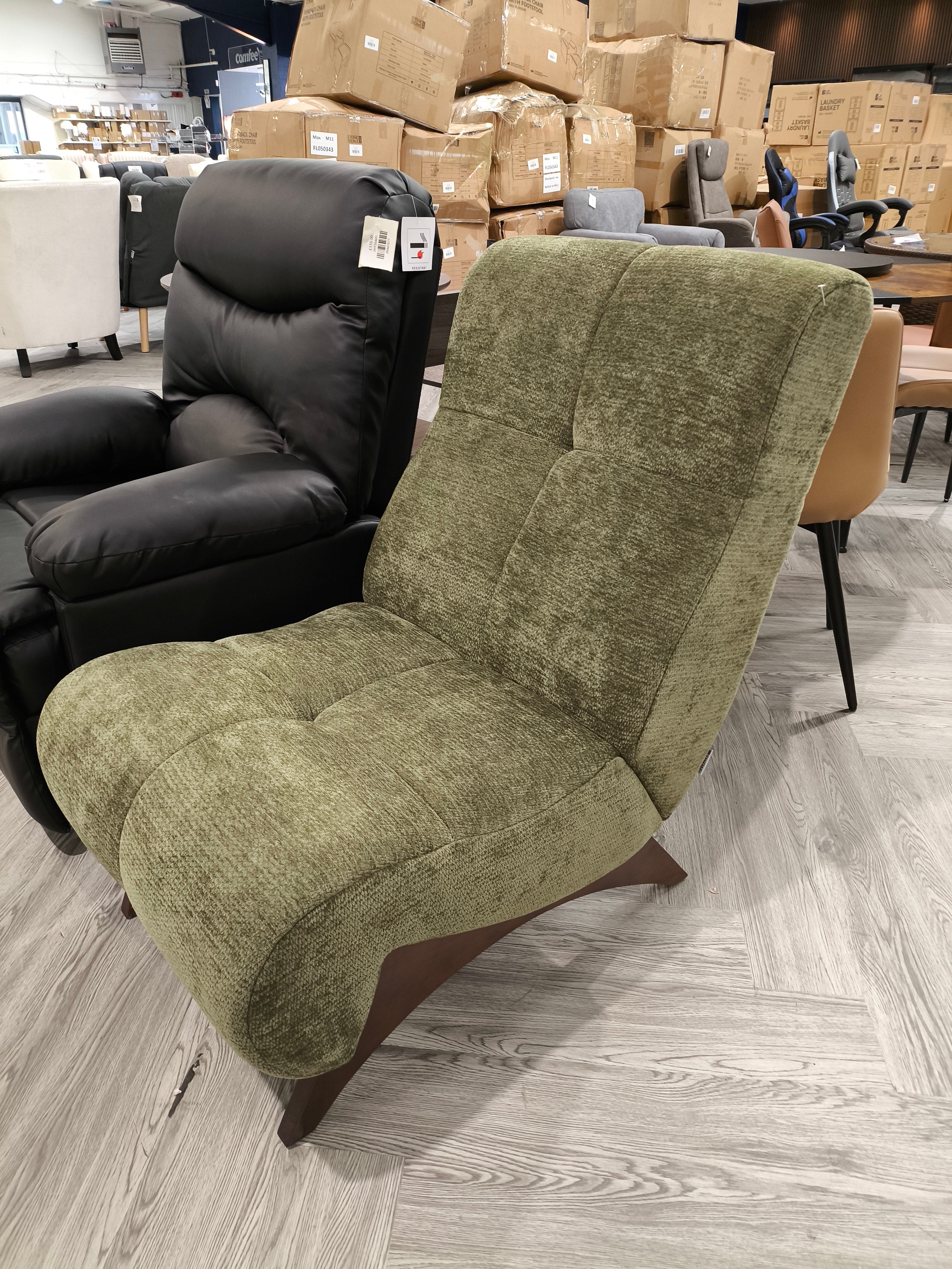 Chenille Upholstered Lounge Chair Green