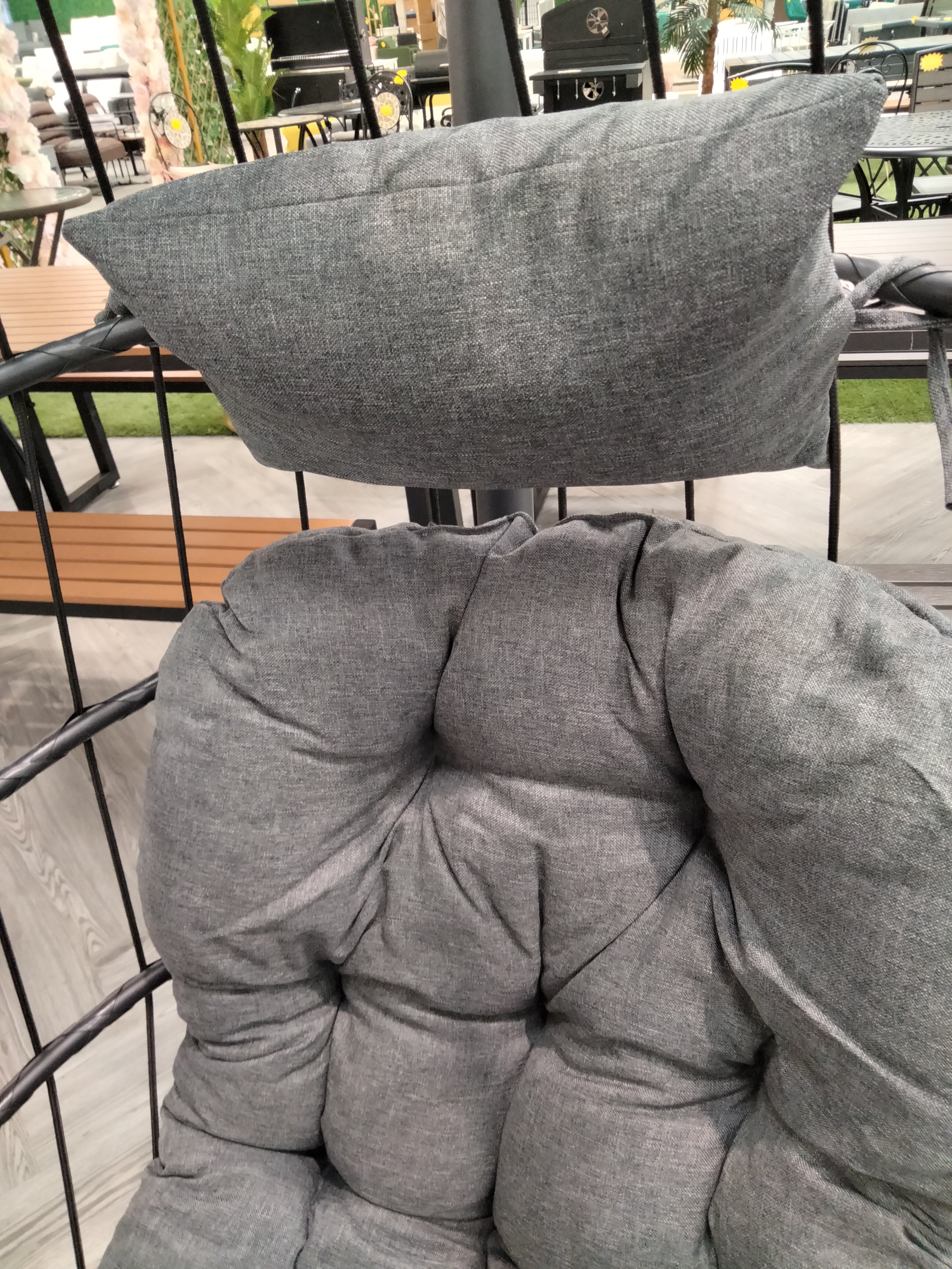 Egg Shaped Hanging Chair with Soft Cushion and Headrest