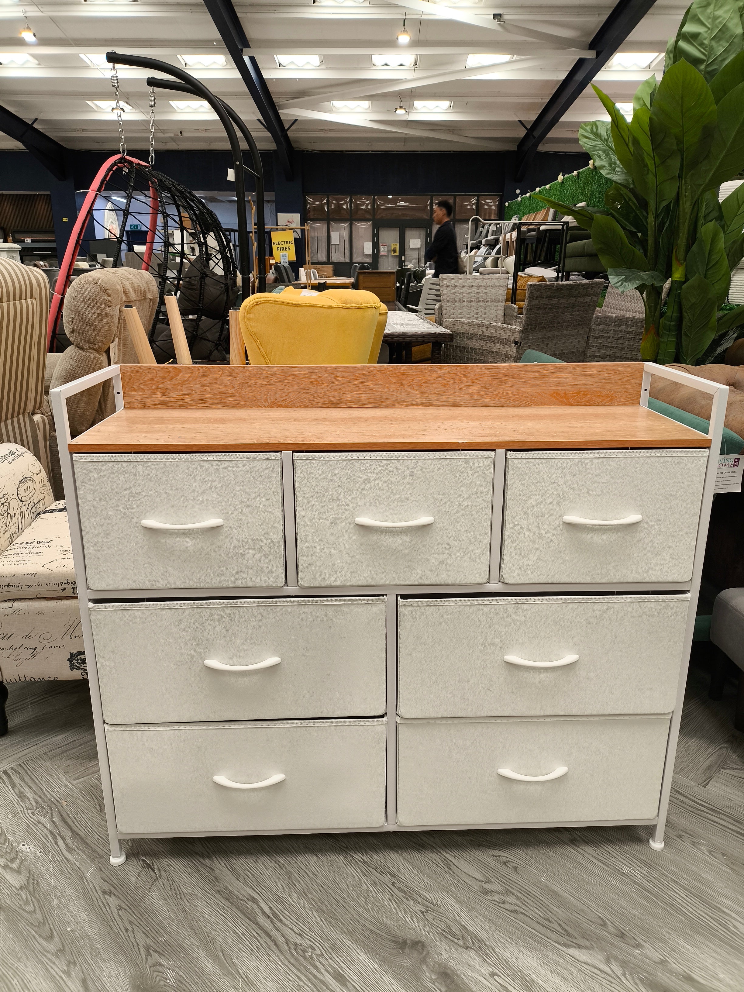 7 Drawer Metal Frame Chest of Drawers White