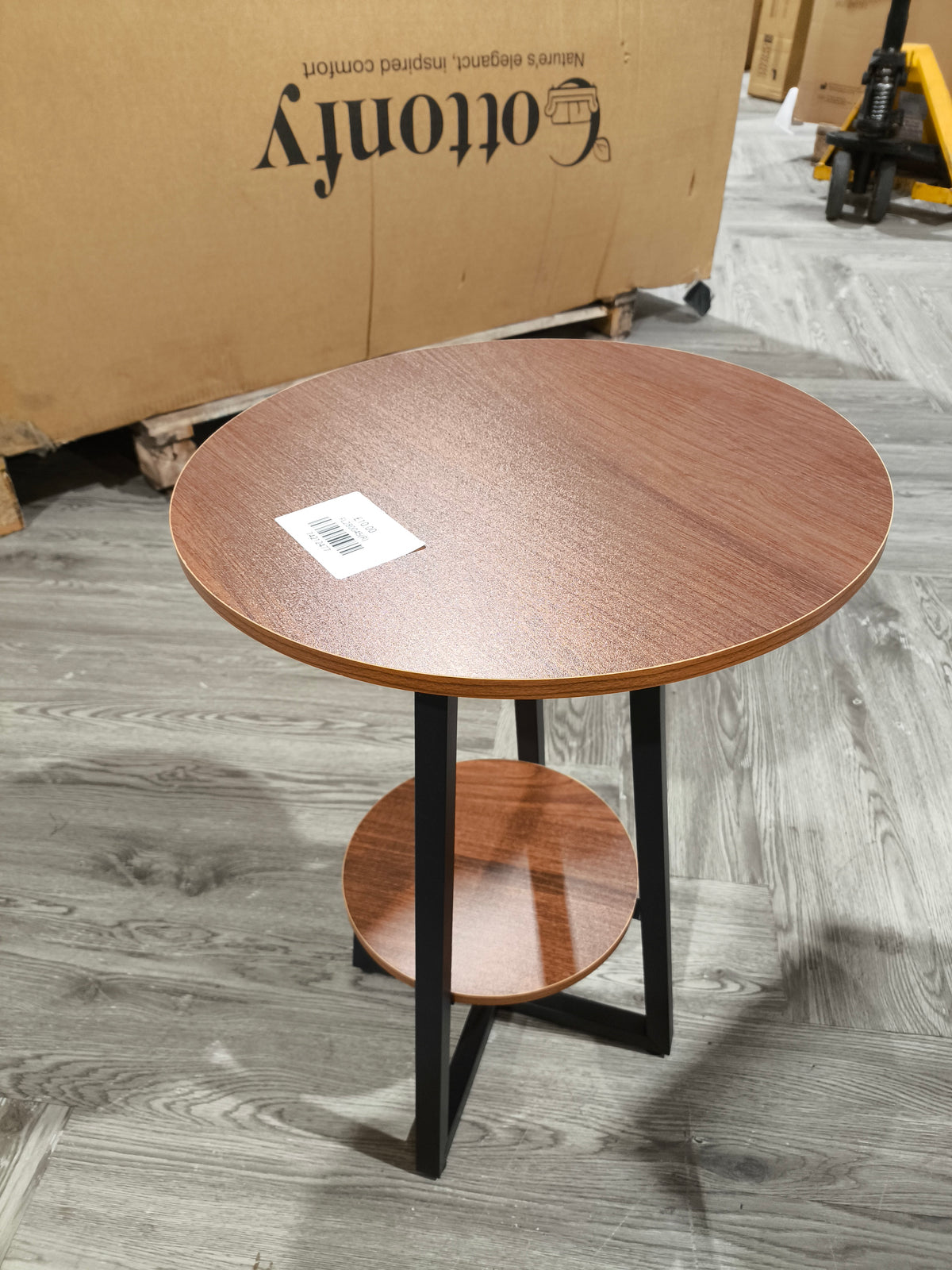 2 Tier Round Wooden Coffee Side Table Walnut