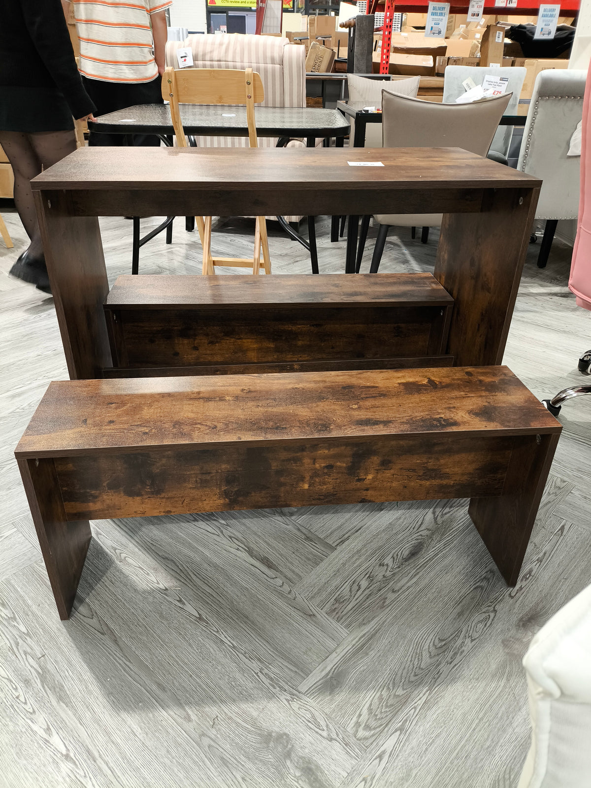 Set of Retro Dining Table with 2 Benches