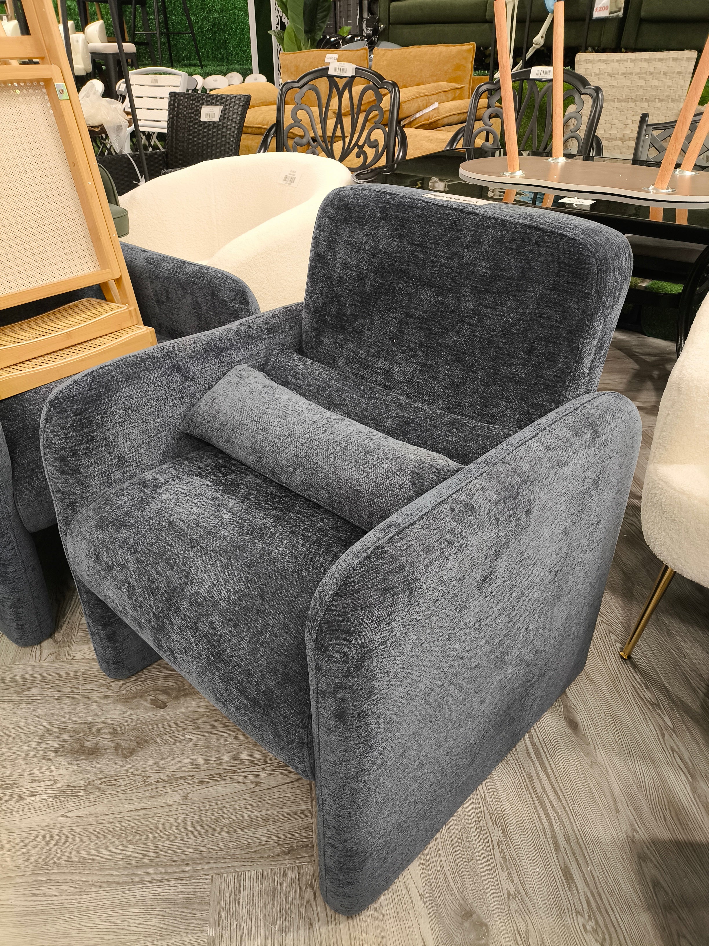 Modern Accent Chair Armchair with Lumbar Pillow Blue