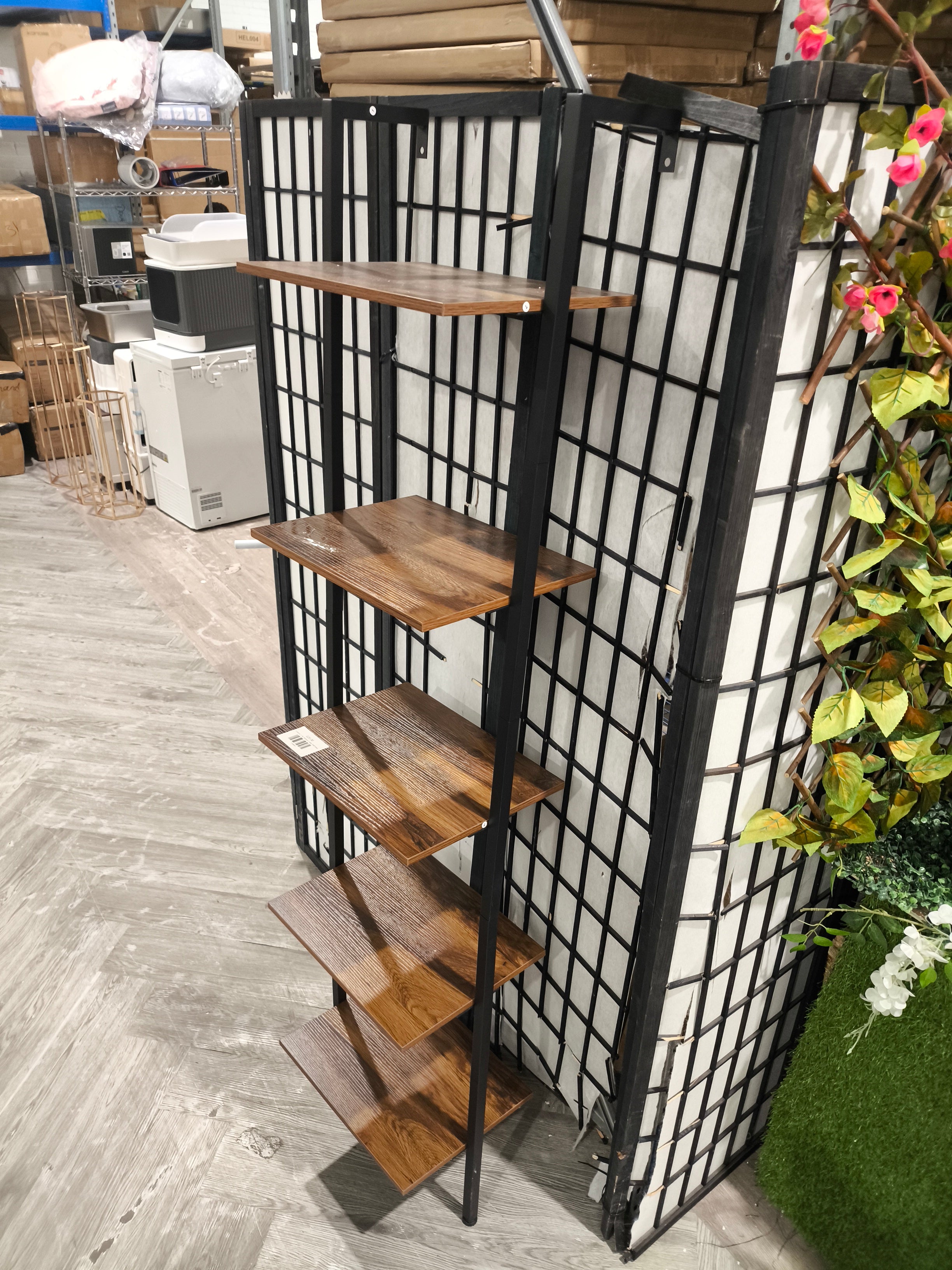 5 Tier Bathroom Ladder Shelf Brown