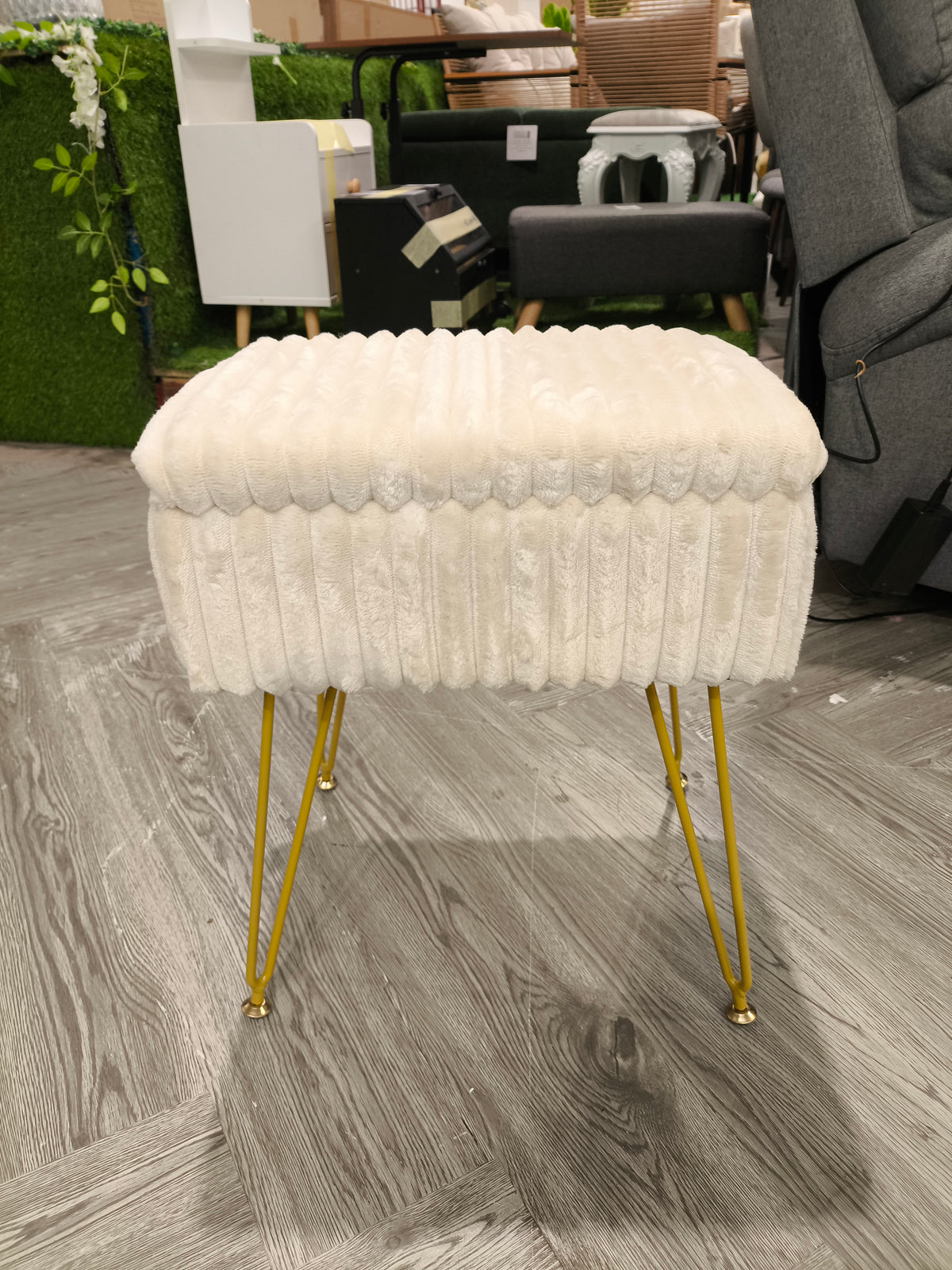 Modern Storage Ottoman White