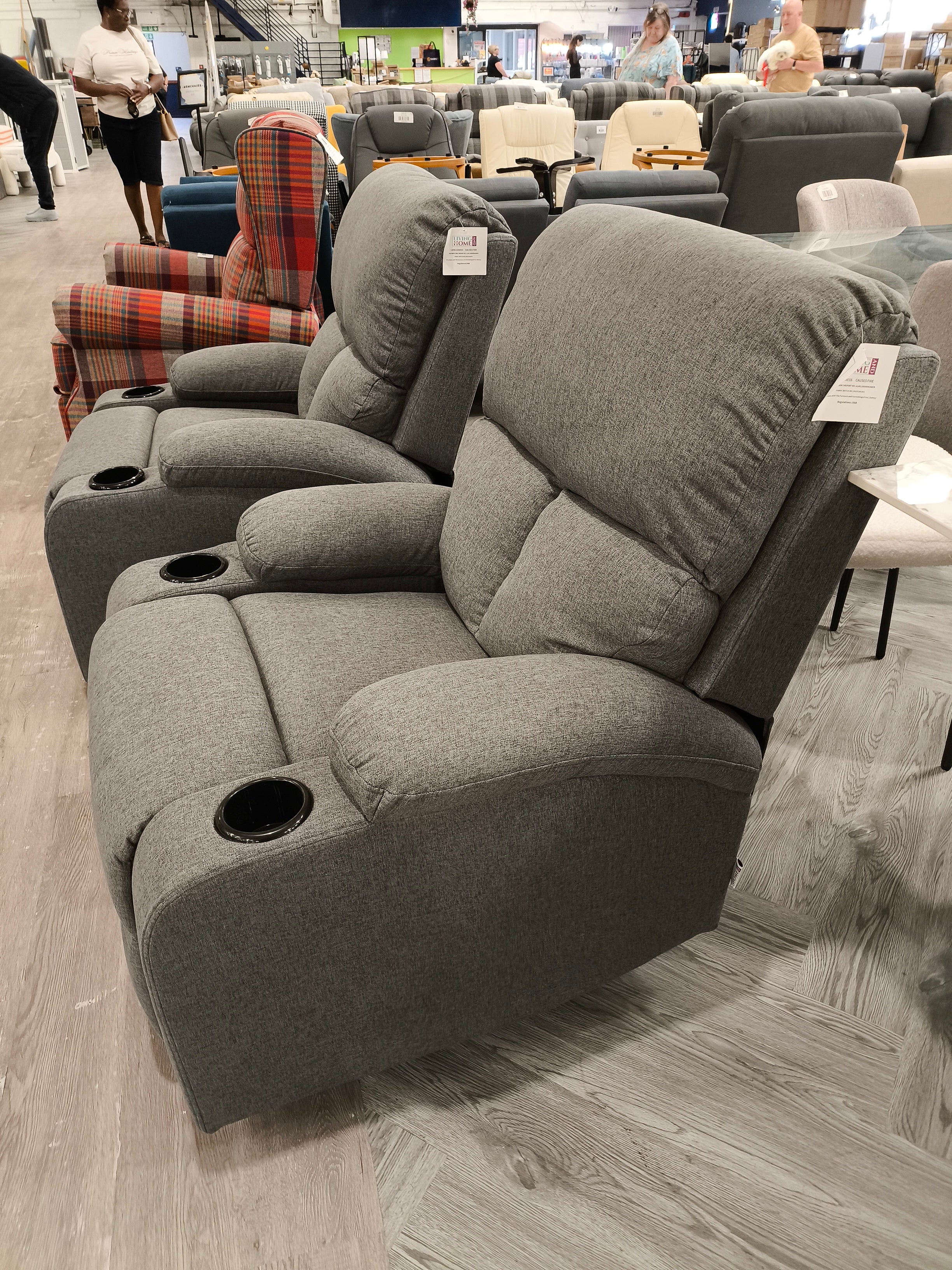 Linen Single Sofa Recliner Armchair Reclining Chair with Massage & Heat Grey