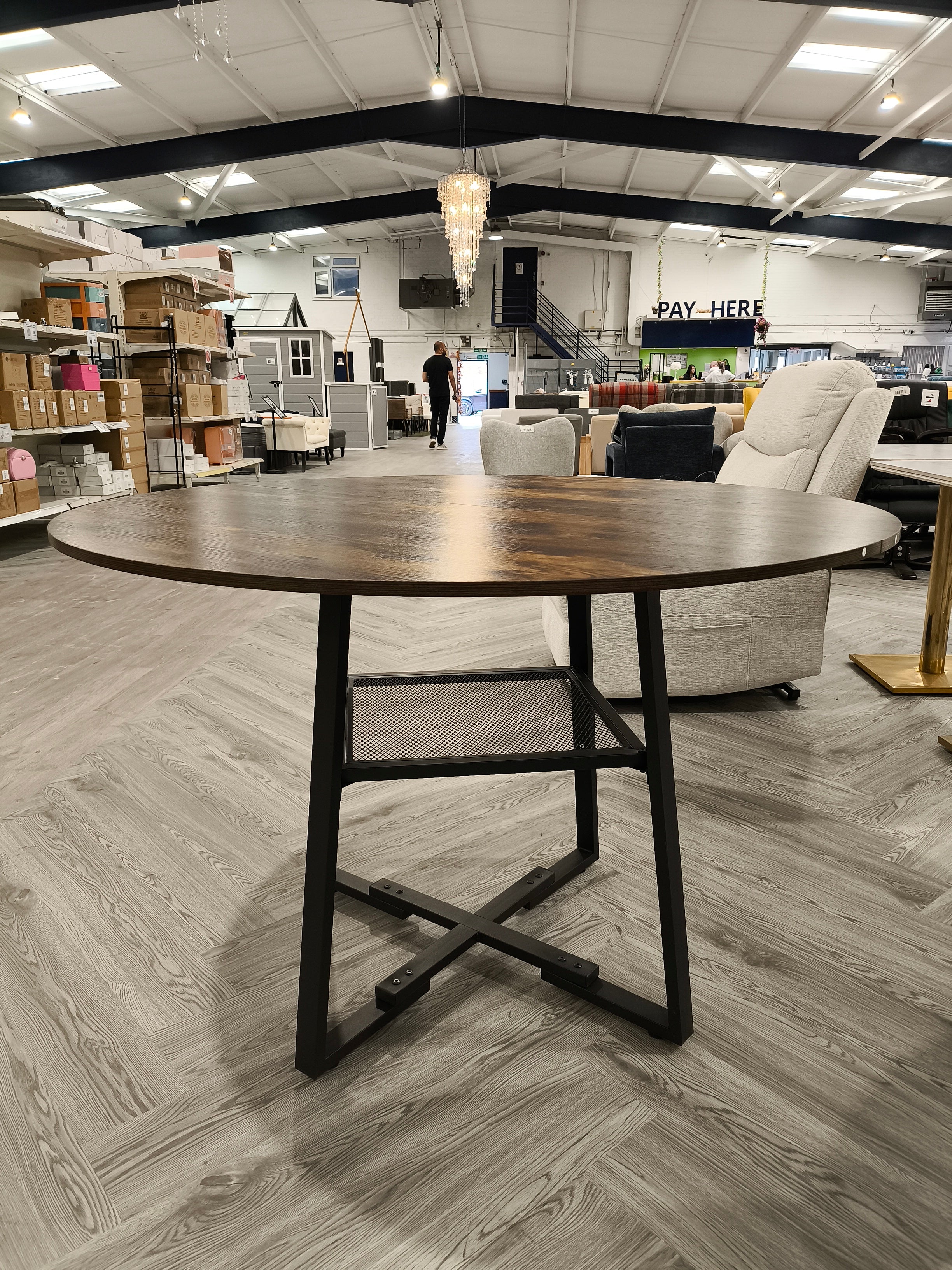 Round Dining Table with Storage Shelf