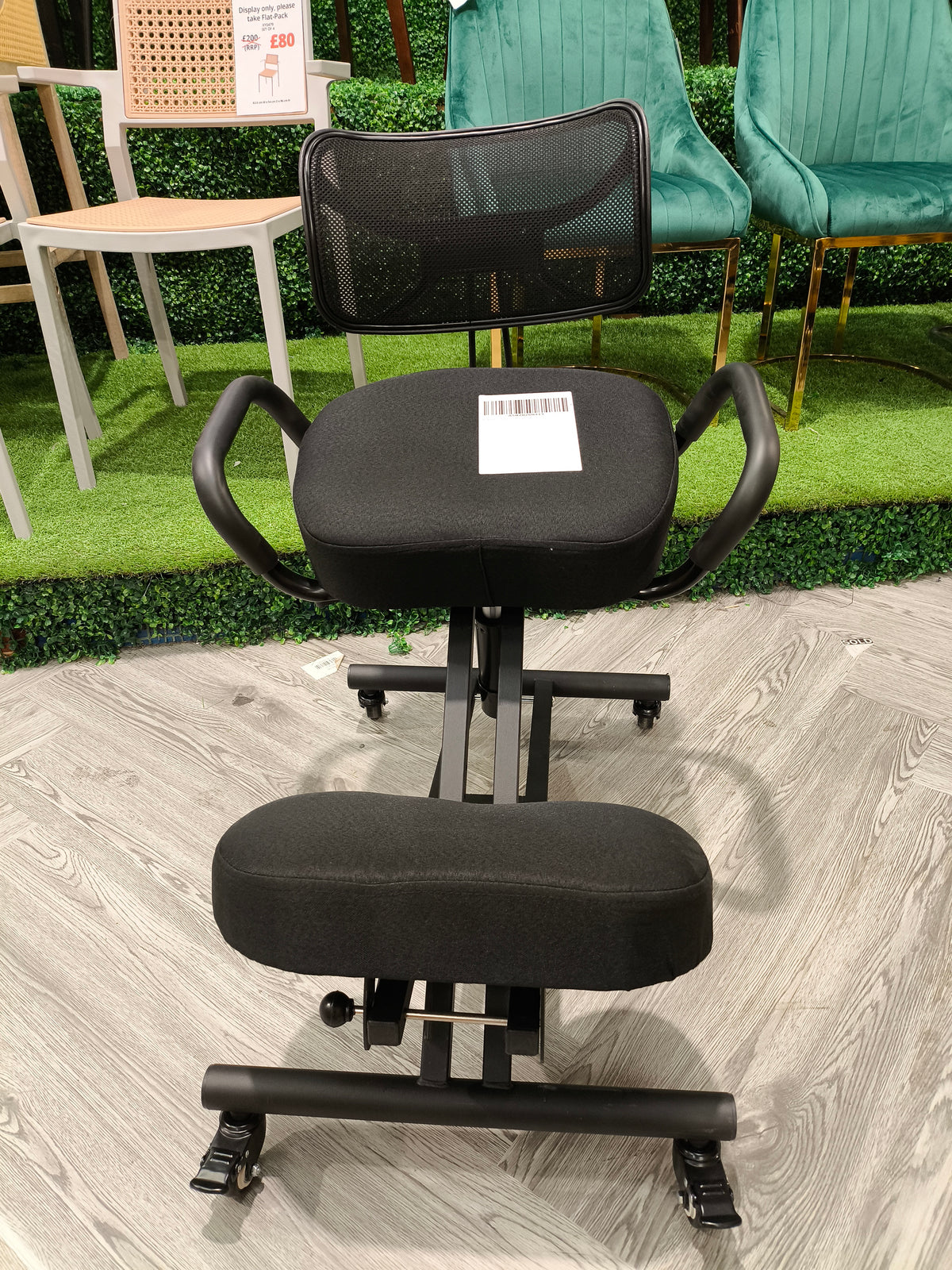 Kneeling Chair with Casters and Adjustable Height Black