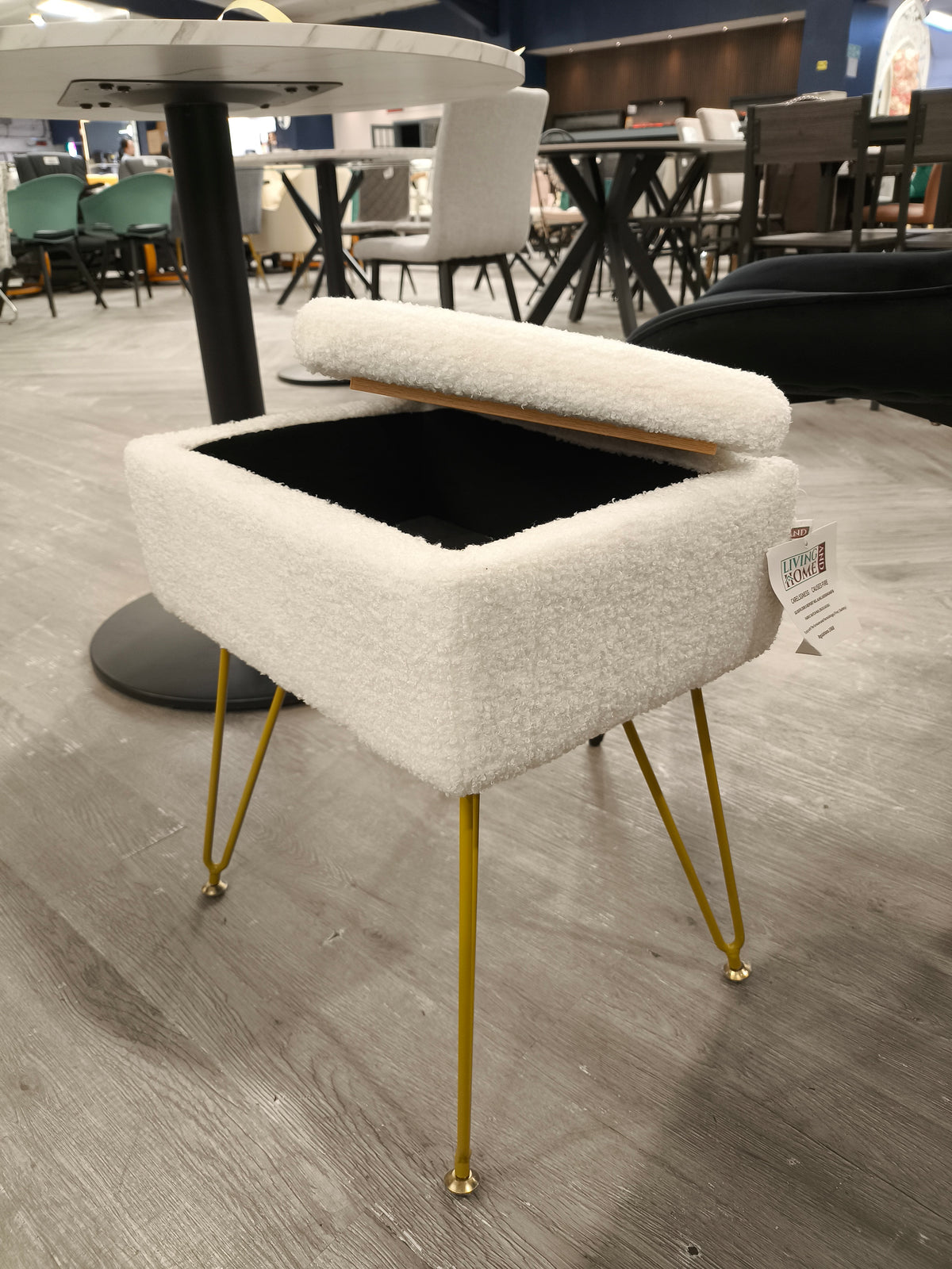 Teddy Fleece Upholstered Storage Ottoman Vanity Stool White