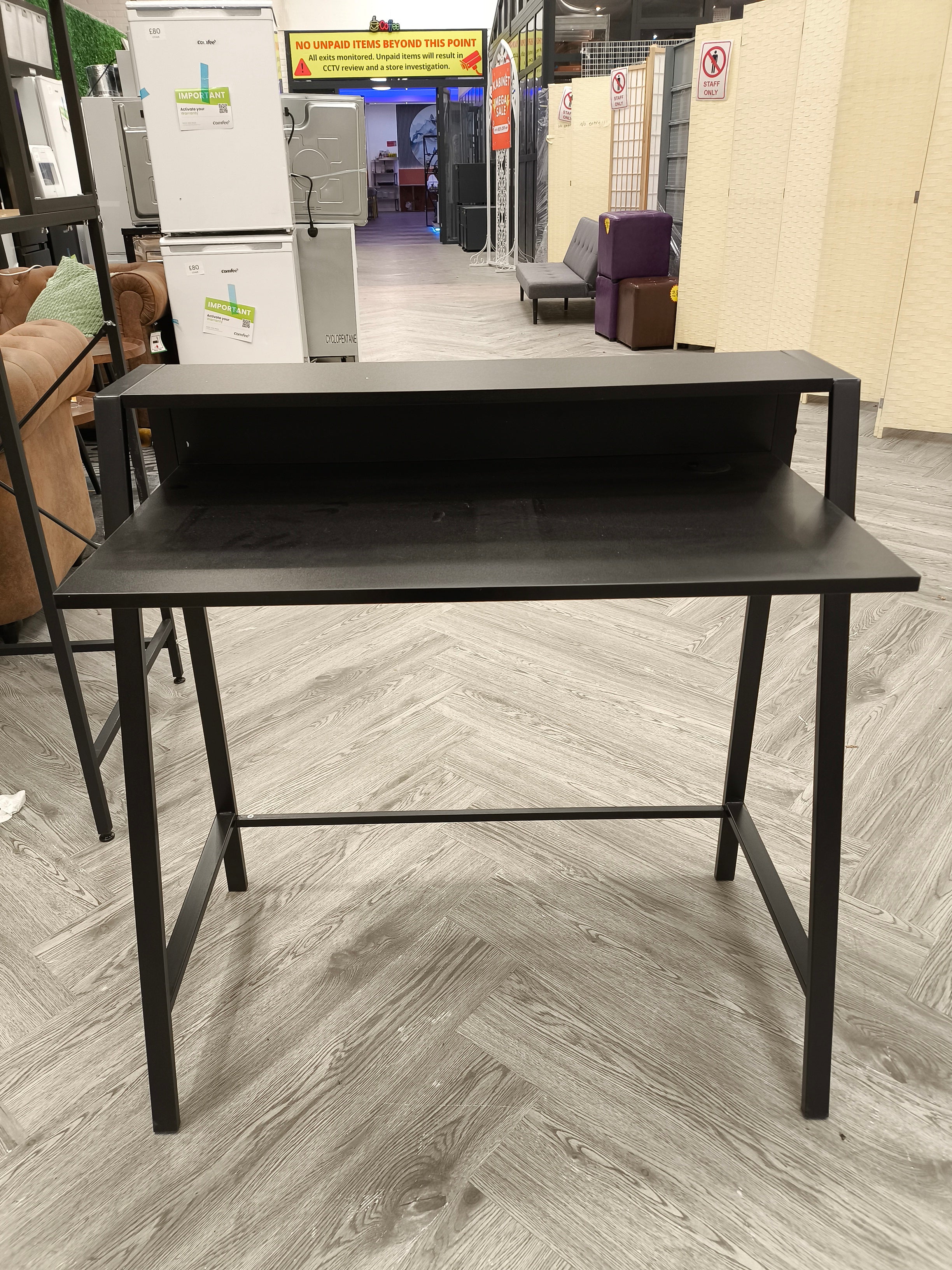 Two Tier Office Computer Desk Black