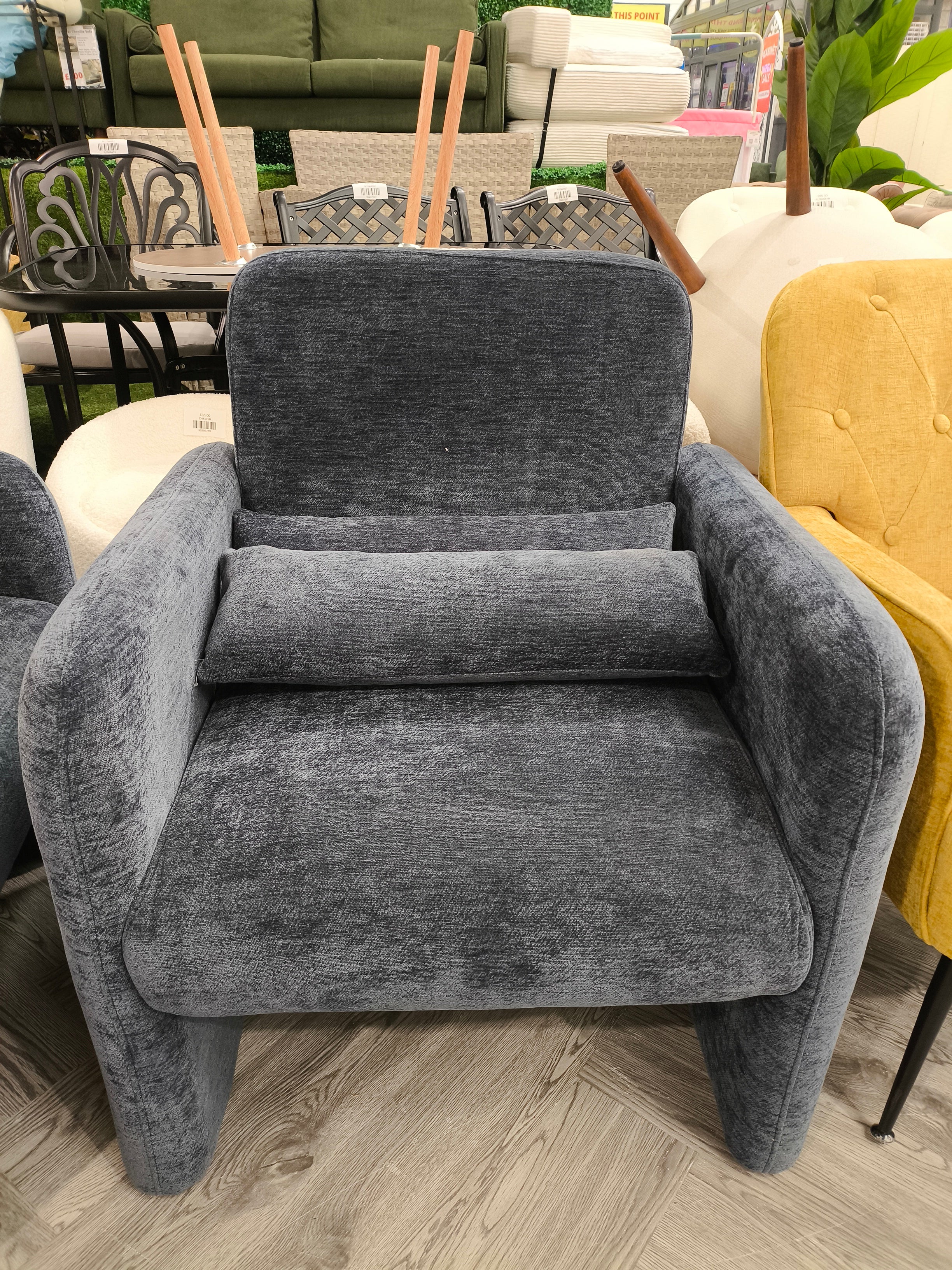 Modern Accent Chair Armchair with Lumbar Pillow Blue
