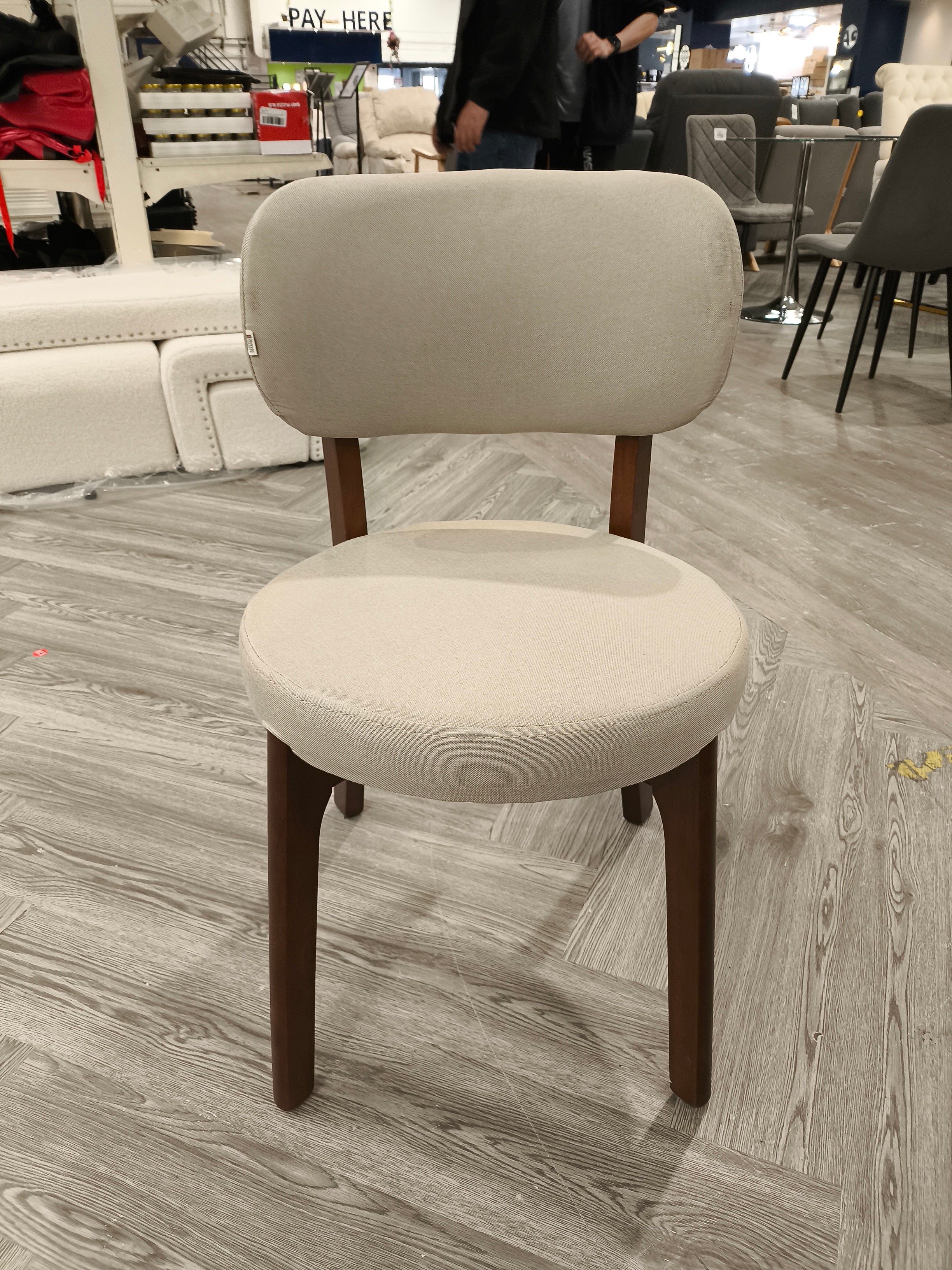 Polyester Dining Chair with Rubber Wooden Legs Beige 1PC