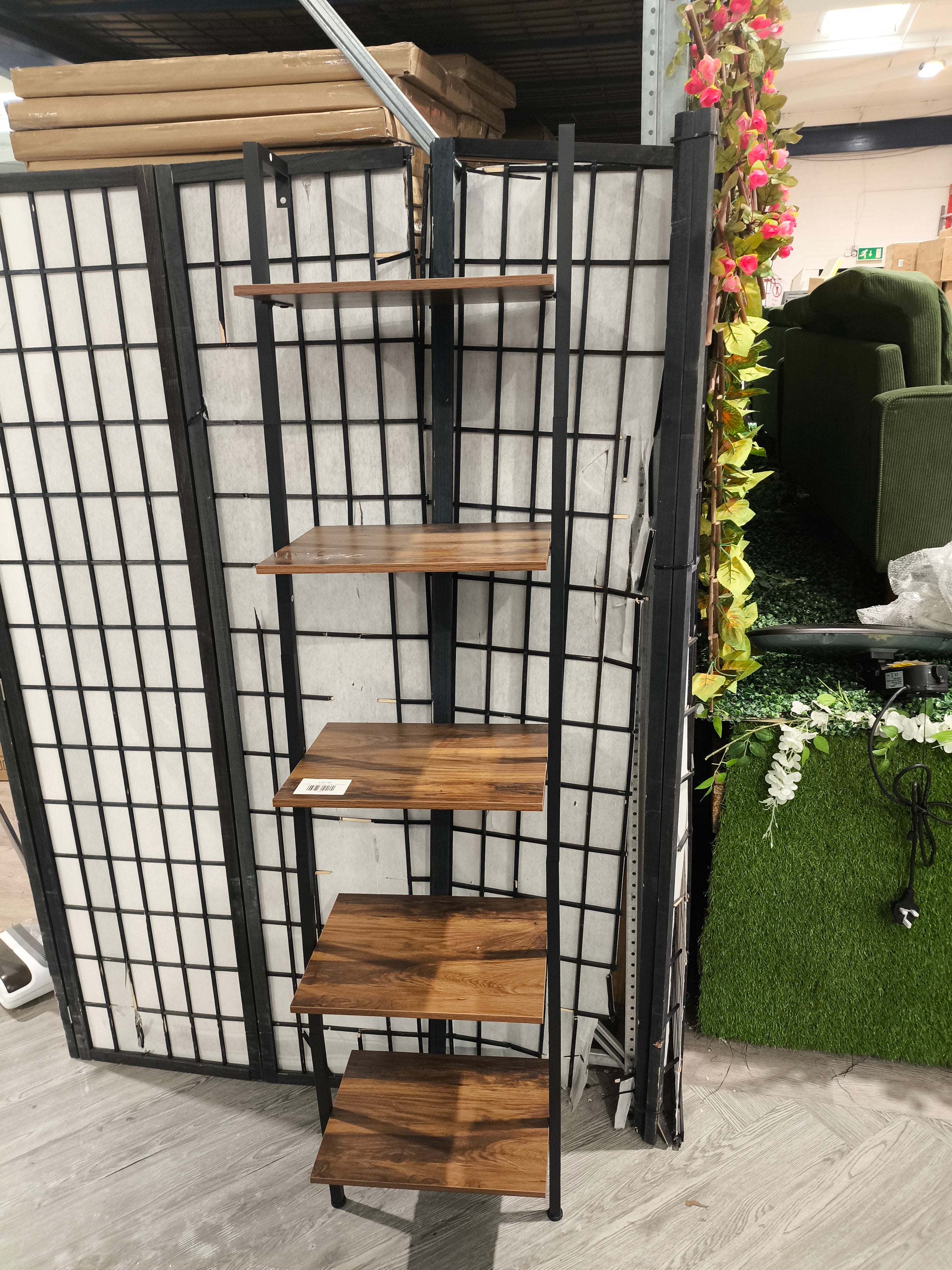 5 Tier Bathroom Ladder Shelf Brown