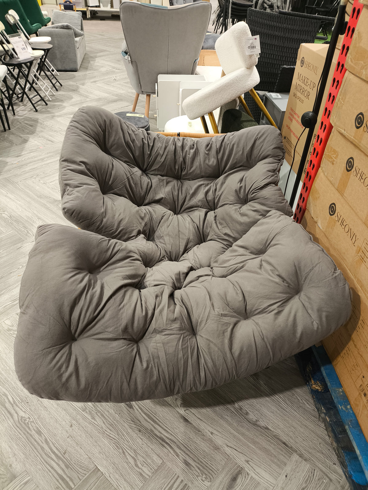 Modern Rocking Chair with Cushion Grey