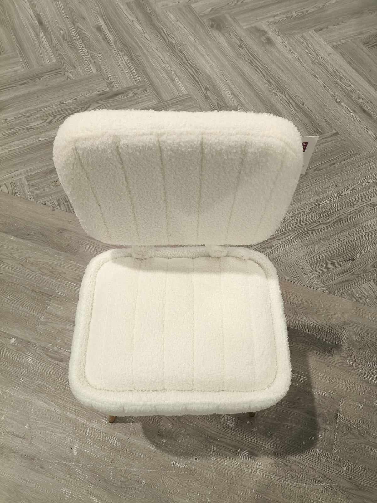 Teddy Fleece Vanity Chair with Storage & Folding Backrest White