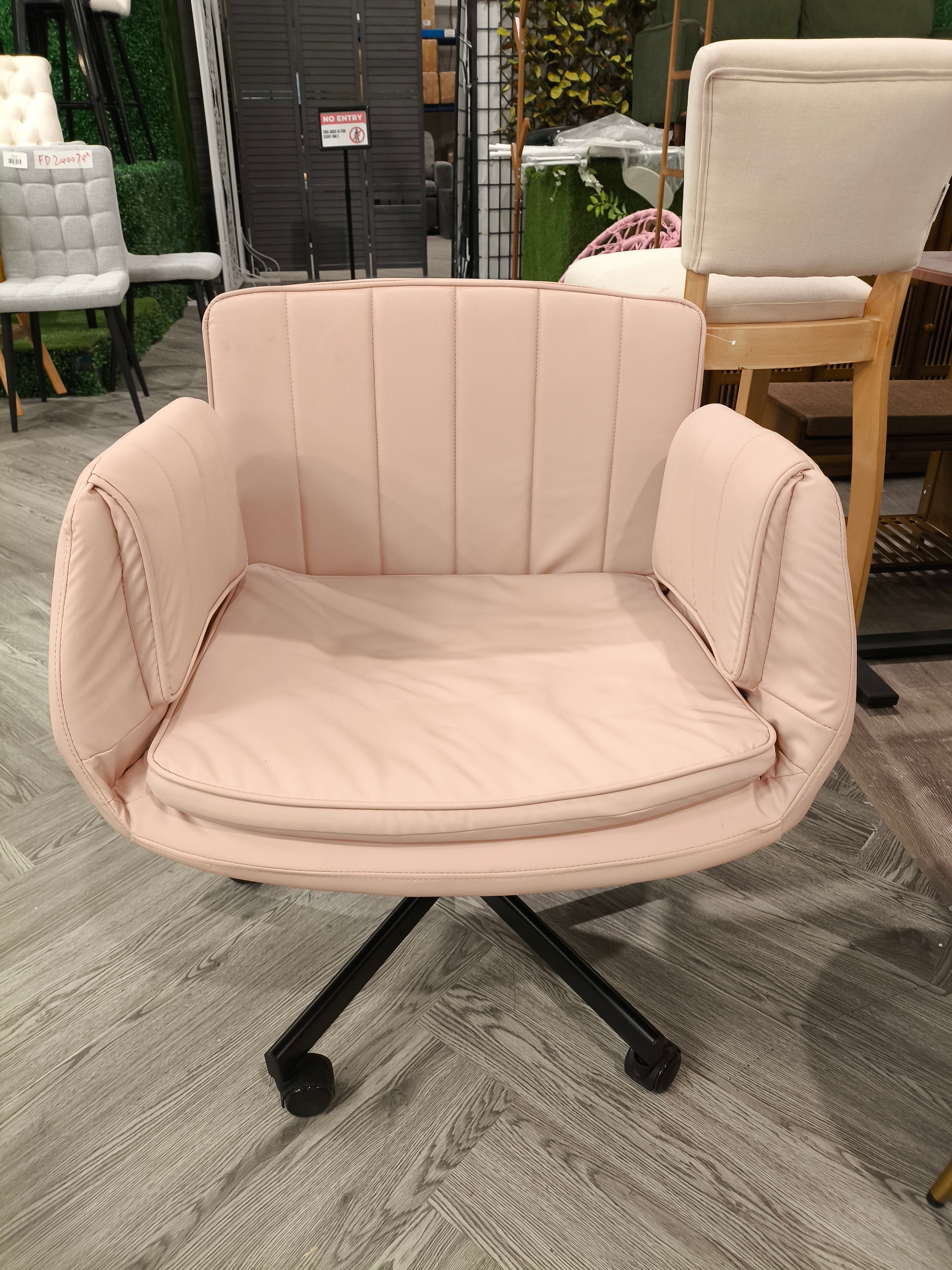 PU Leather Ergonomic Office Chair with Padded Armrests Pink