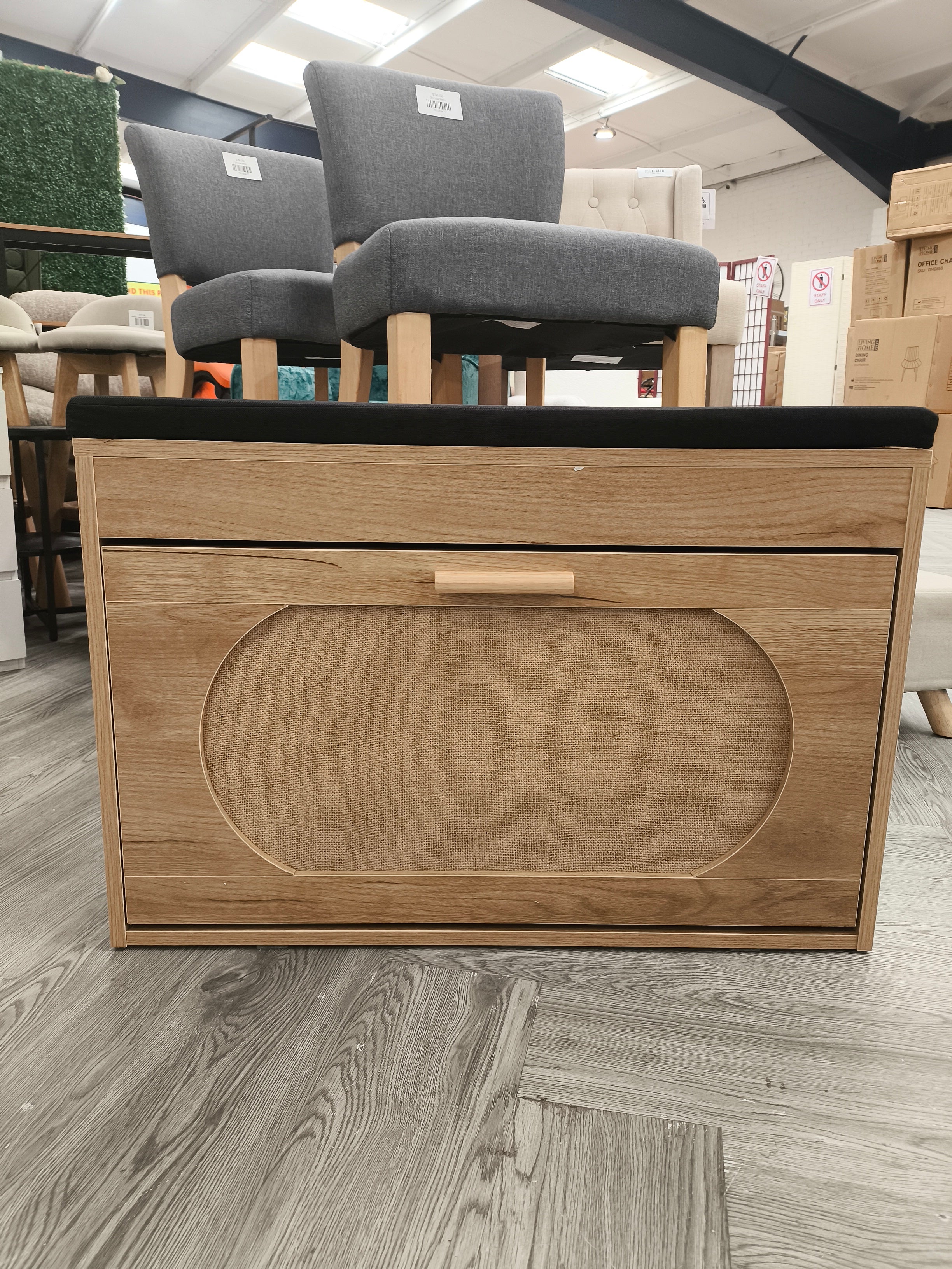 Wooden Shoe Storage Bench with Padded Seat