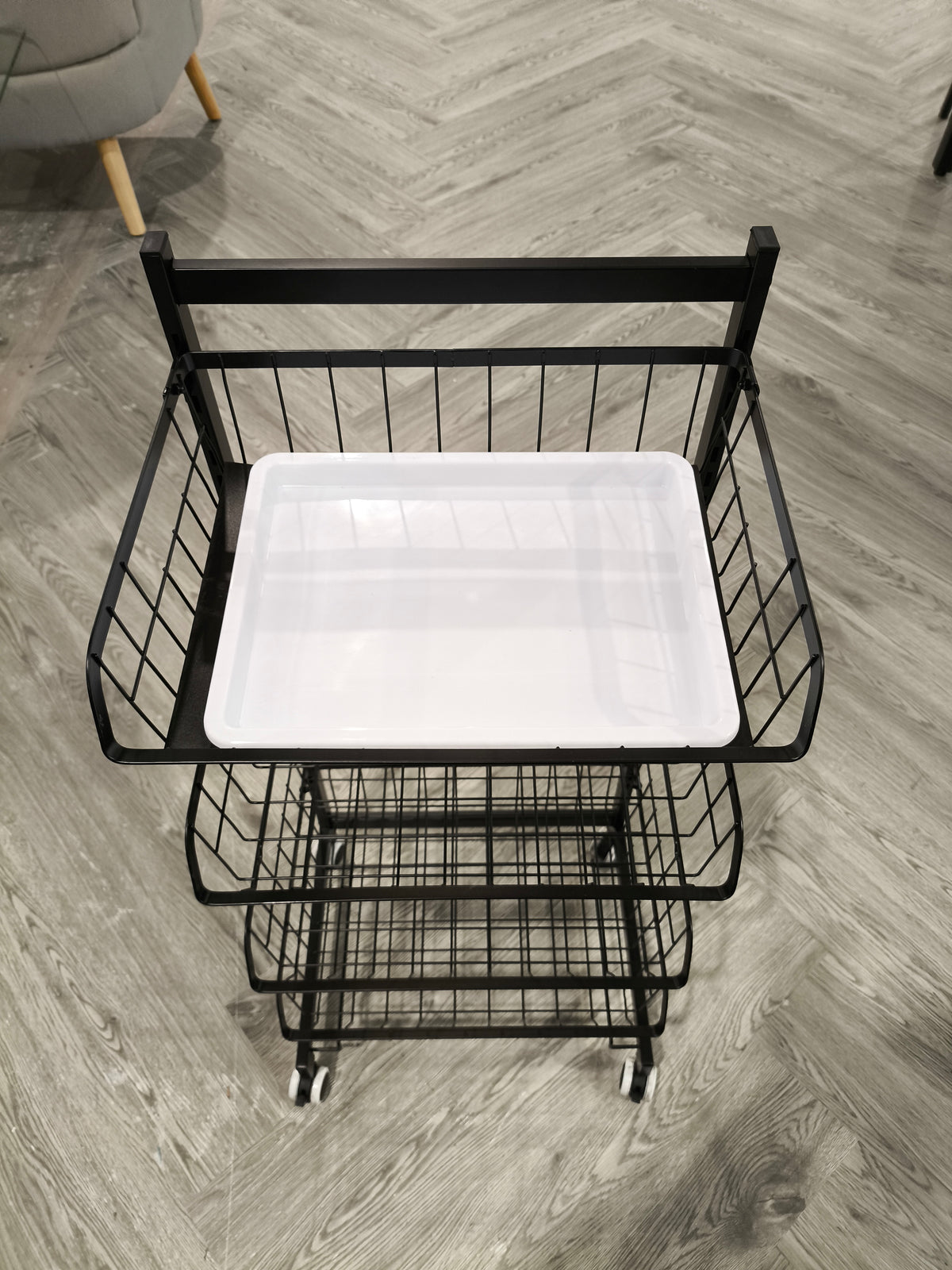 4 Tier Vegetable Fruit Storage Rack, Rolling Cart with Wheels Black