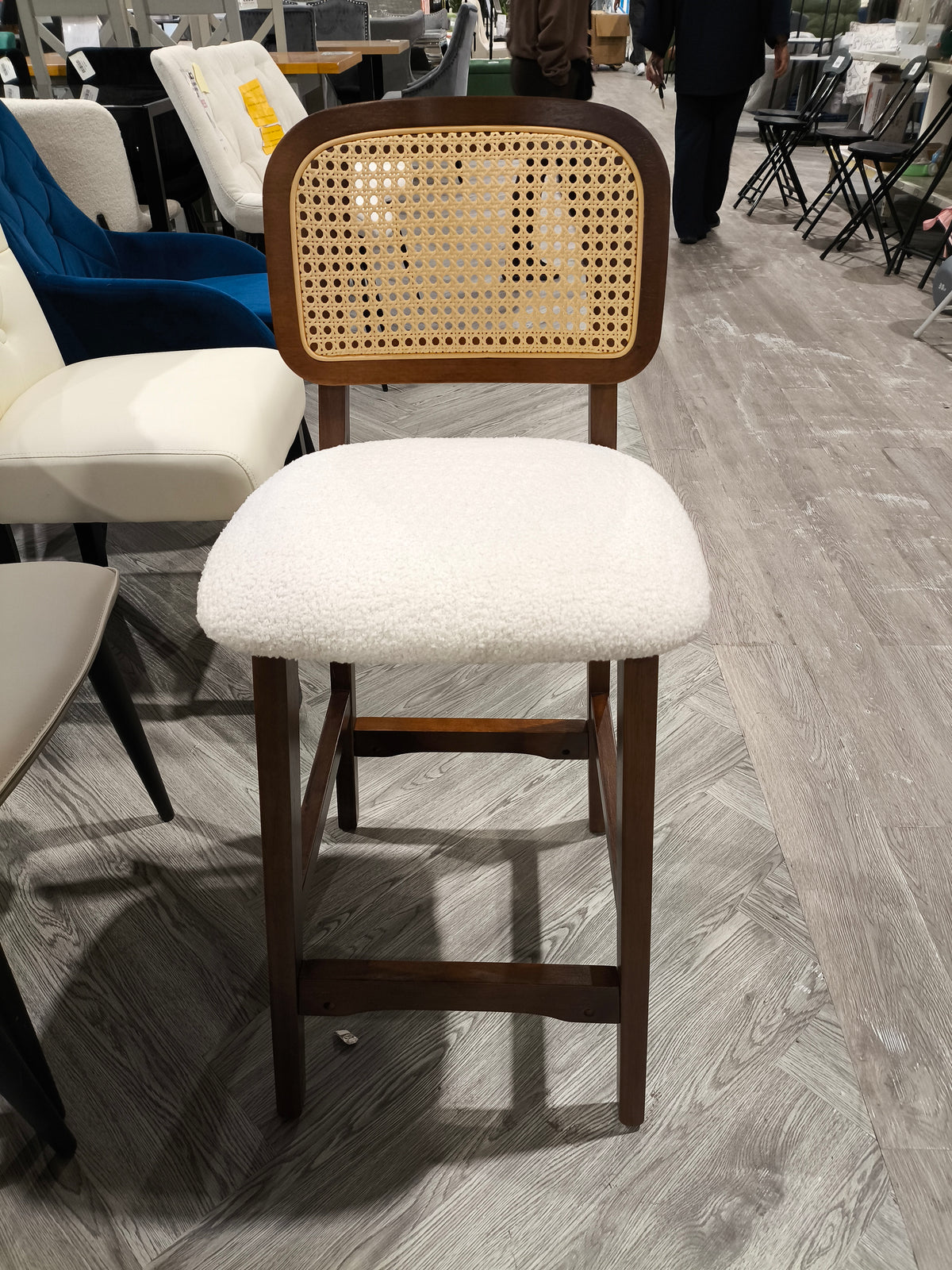 Rattan Kitchen Stools With Wood Legs 1PC