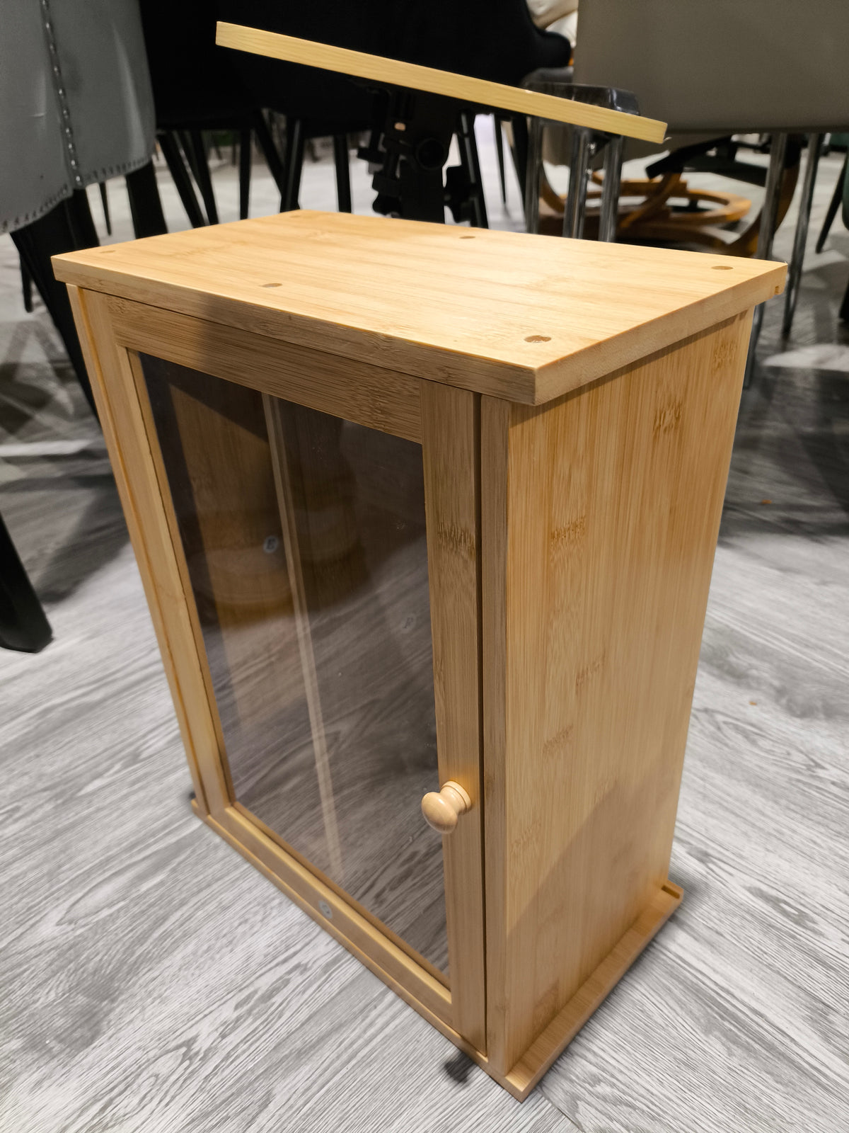 2 Tier Bamboo Bread Box for Kitchen Counter Natural Wood