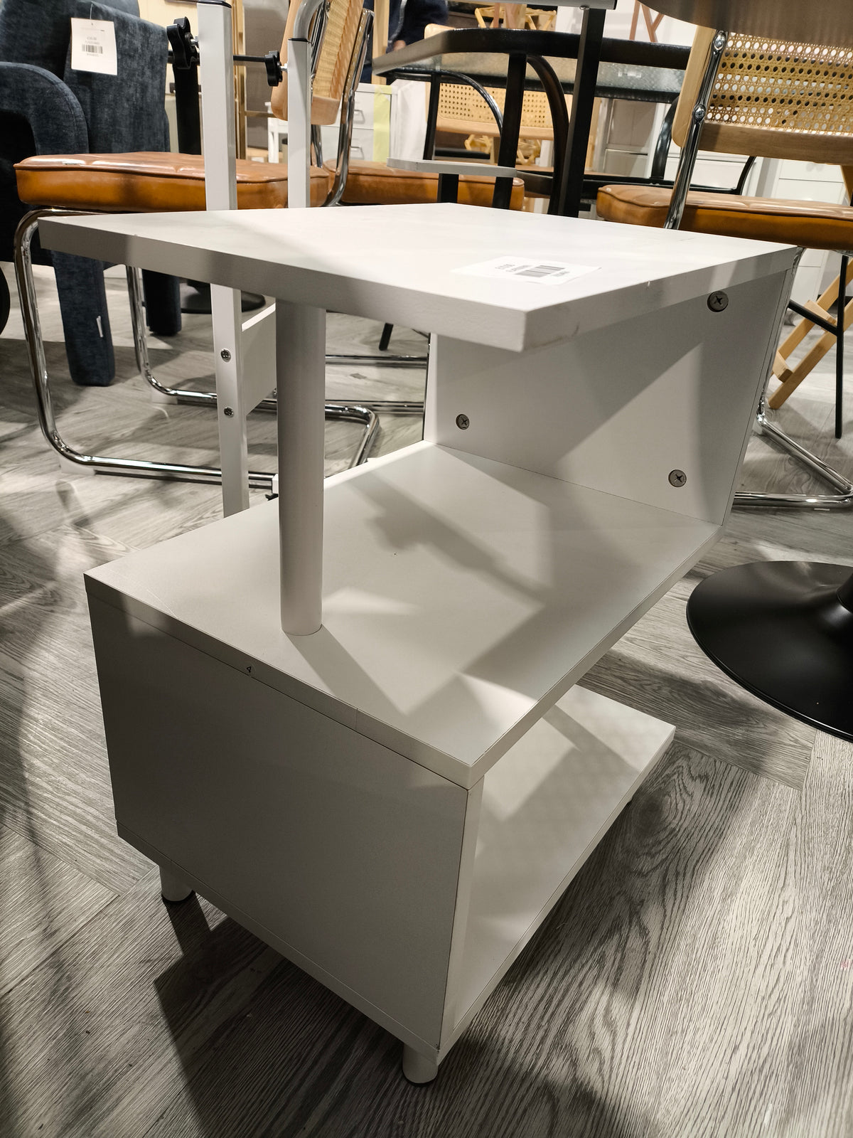 3 Tier S shaped Wooden Side Table White