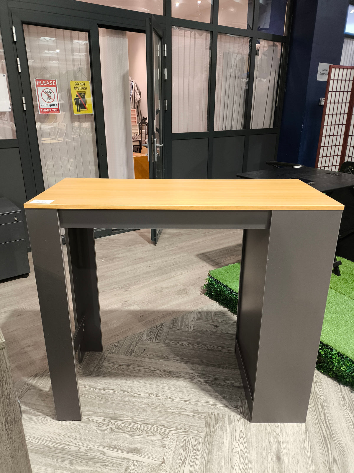 Wooden Bar Table with Open Shelves Black