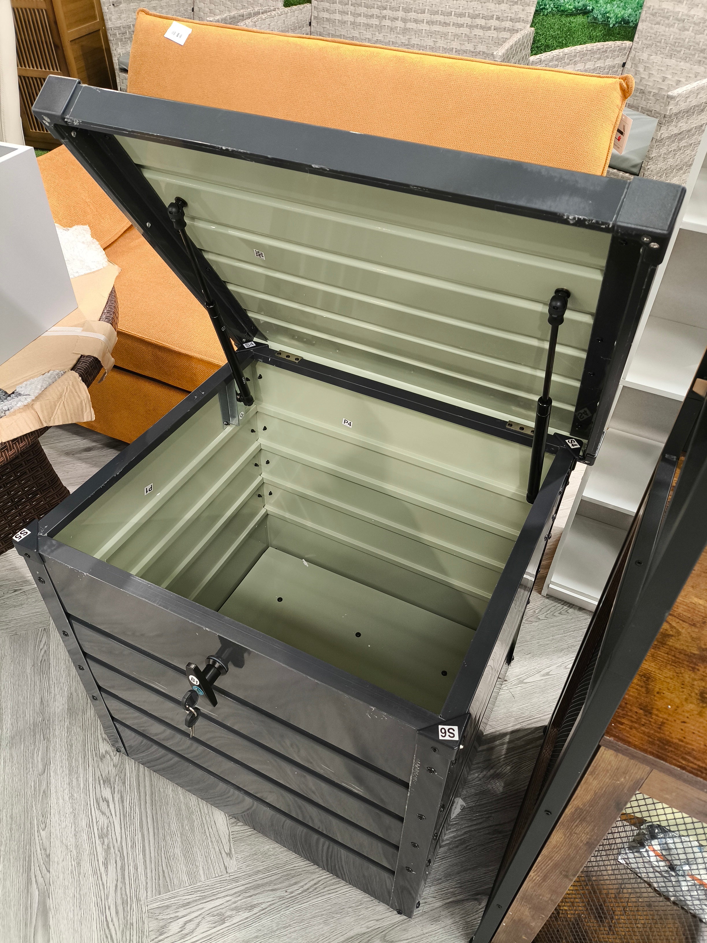200L Lockable Outdoor Metal Garden Storage Box Charcoal Black