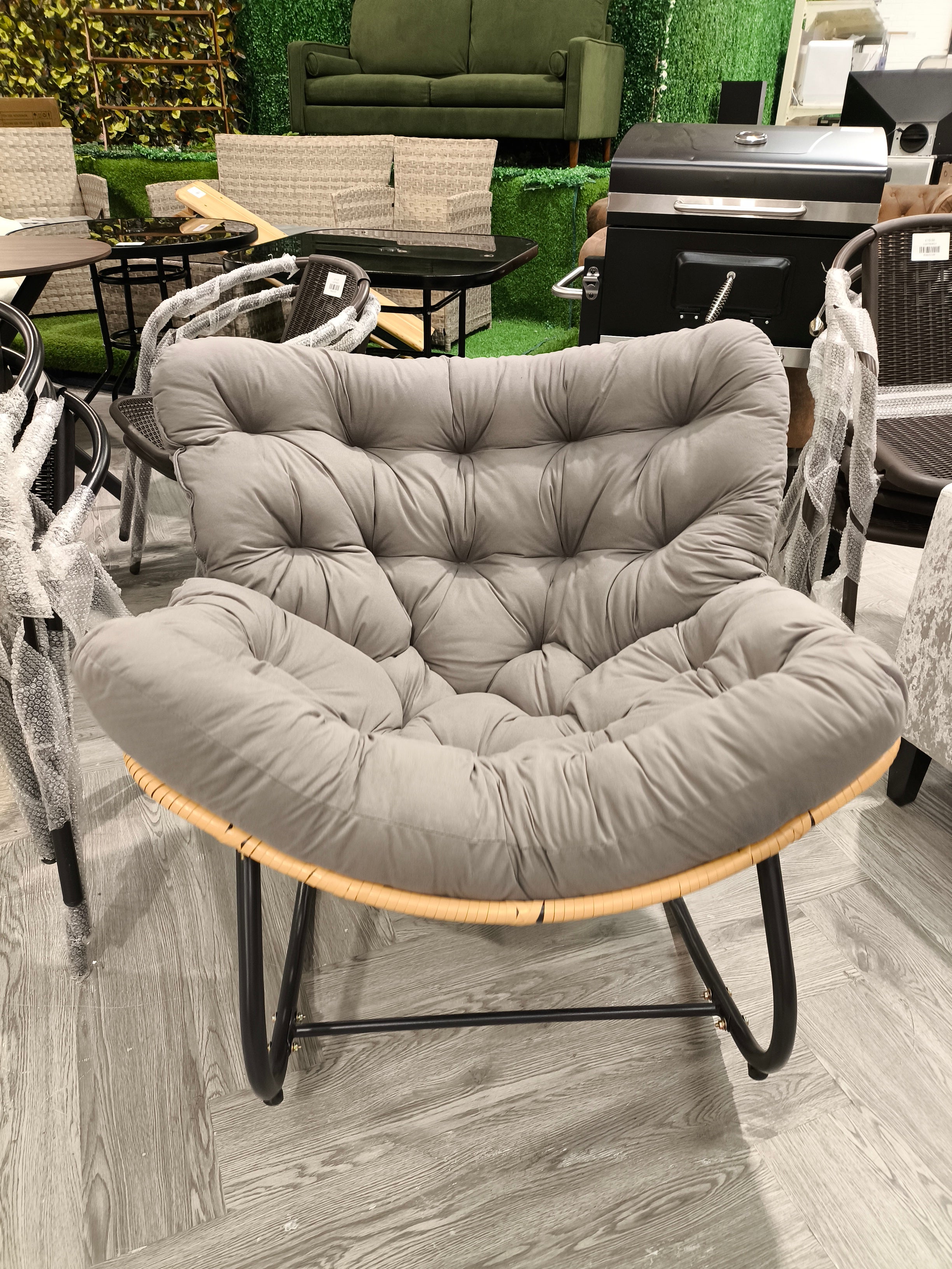Modern Rocking Chair with Cushion Grey