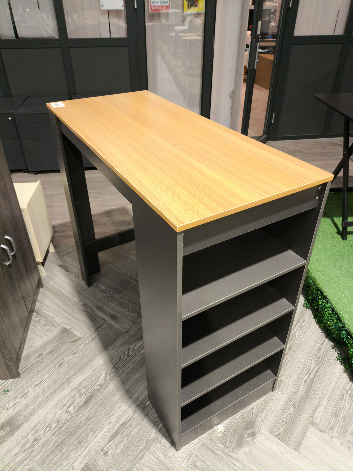 Wooden Bar Table with Open Shelves Black