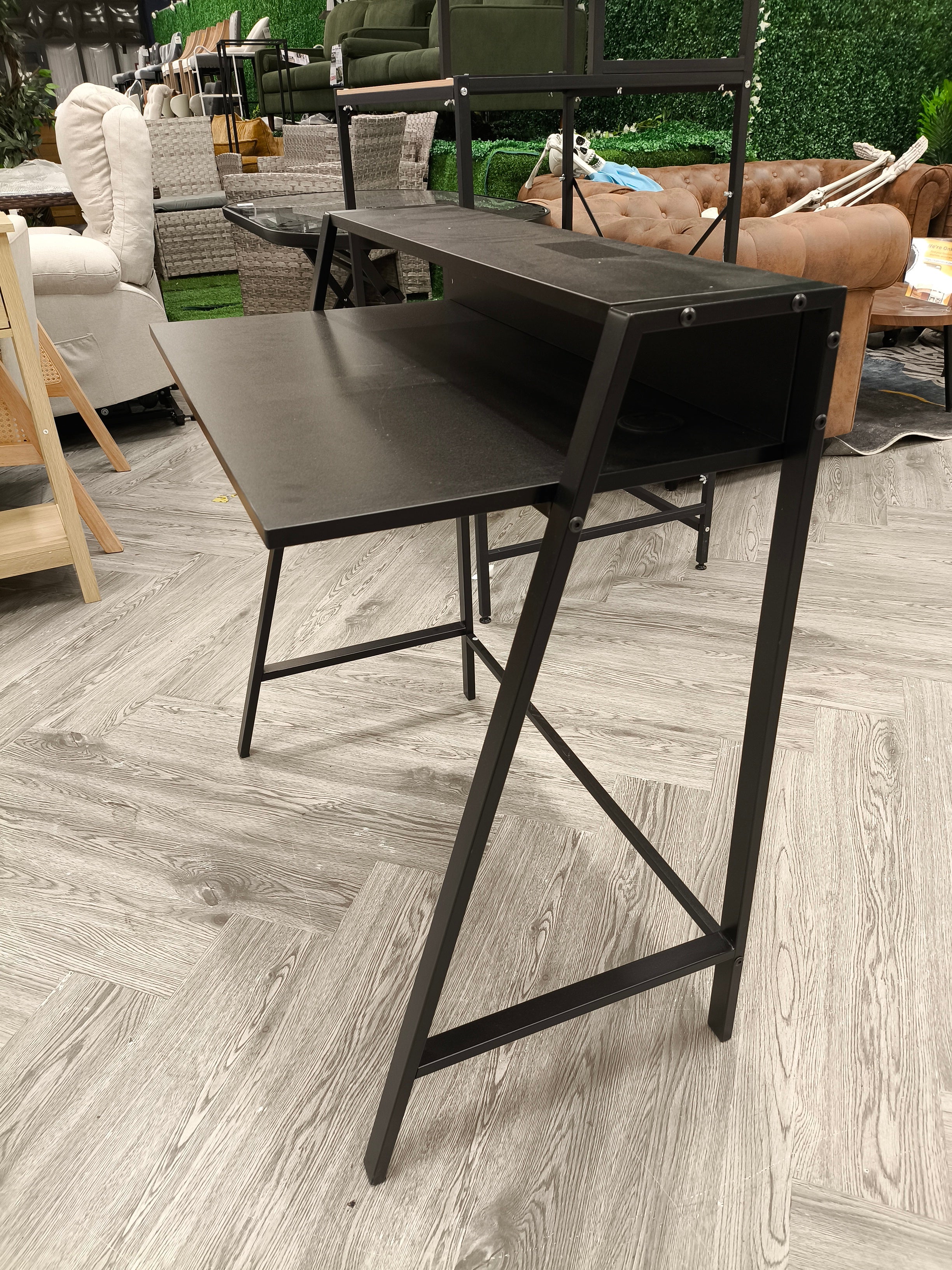 Two Tier Office Computer Desk Black