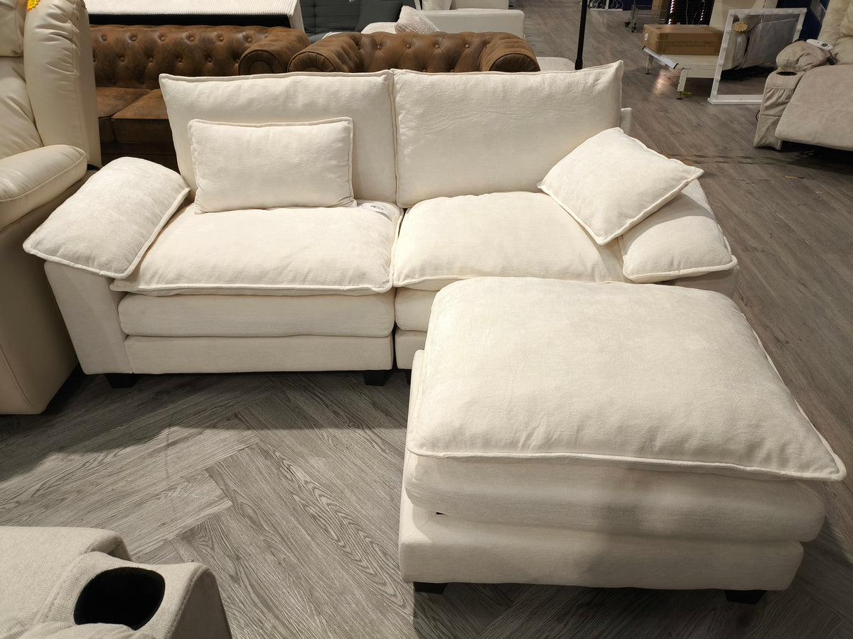 Chenille Sectional Sofa with Ottoman and Lumbar Pillows