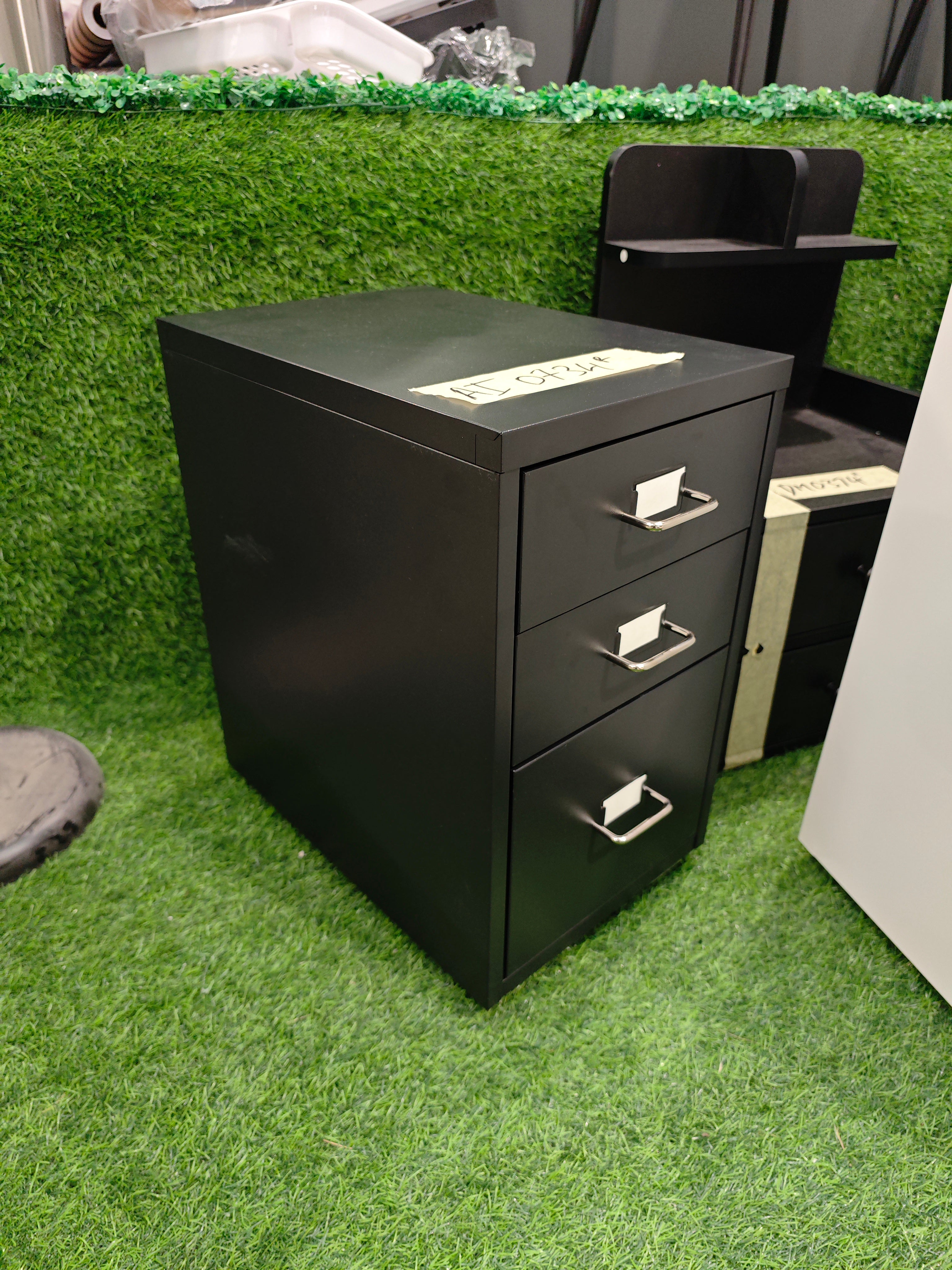 3 Drawer Vertical Metal File Cabinet with Wheels Black