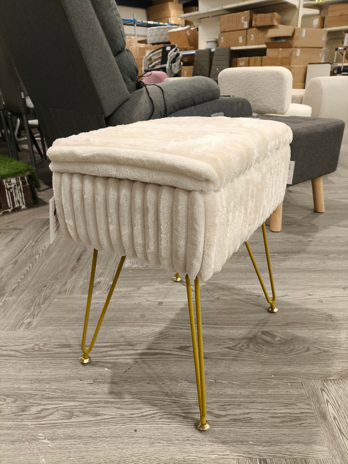 Modern Storage Ottoman White