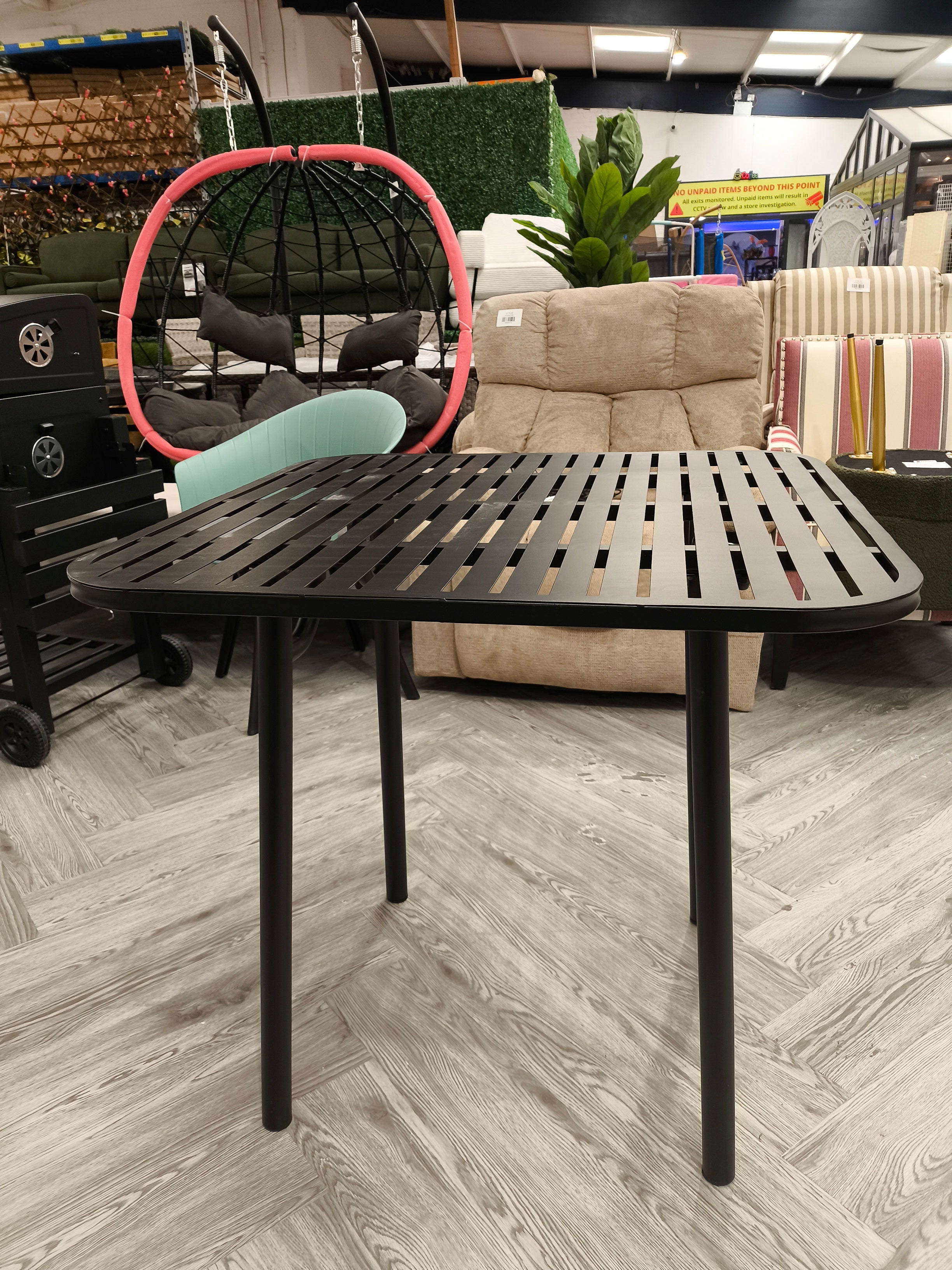 Square Outdoor Garden Metal Table Black