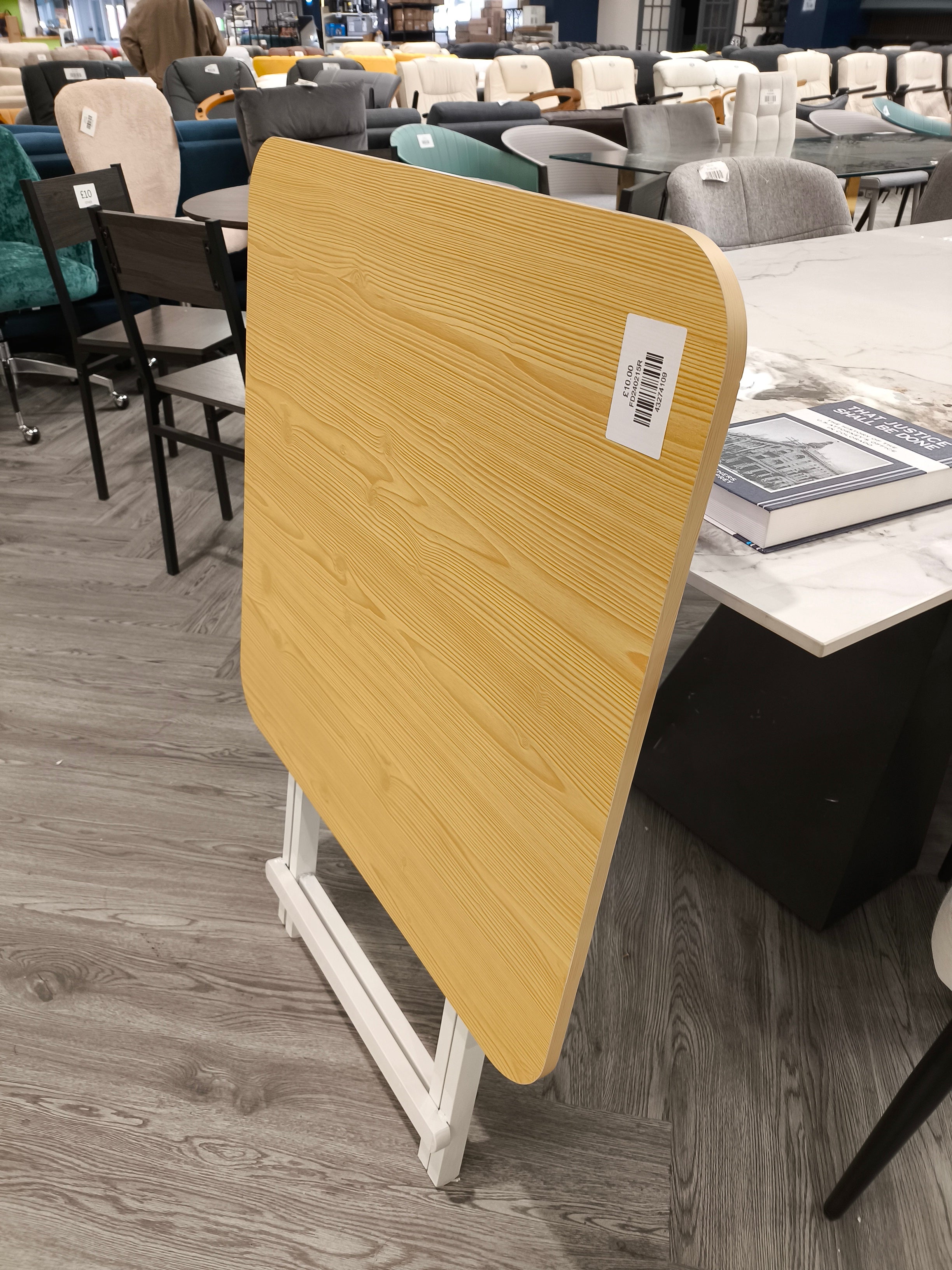 Foldable Square Table with Metal Legs Natural