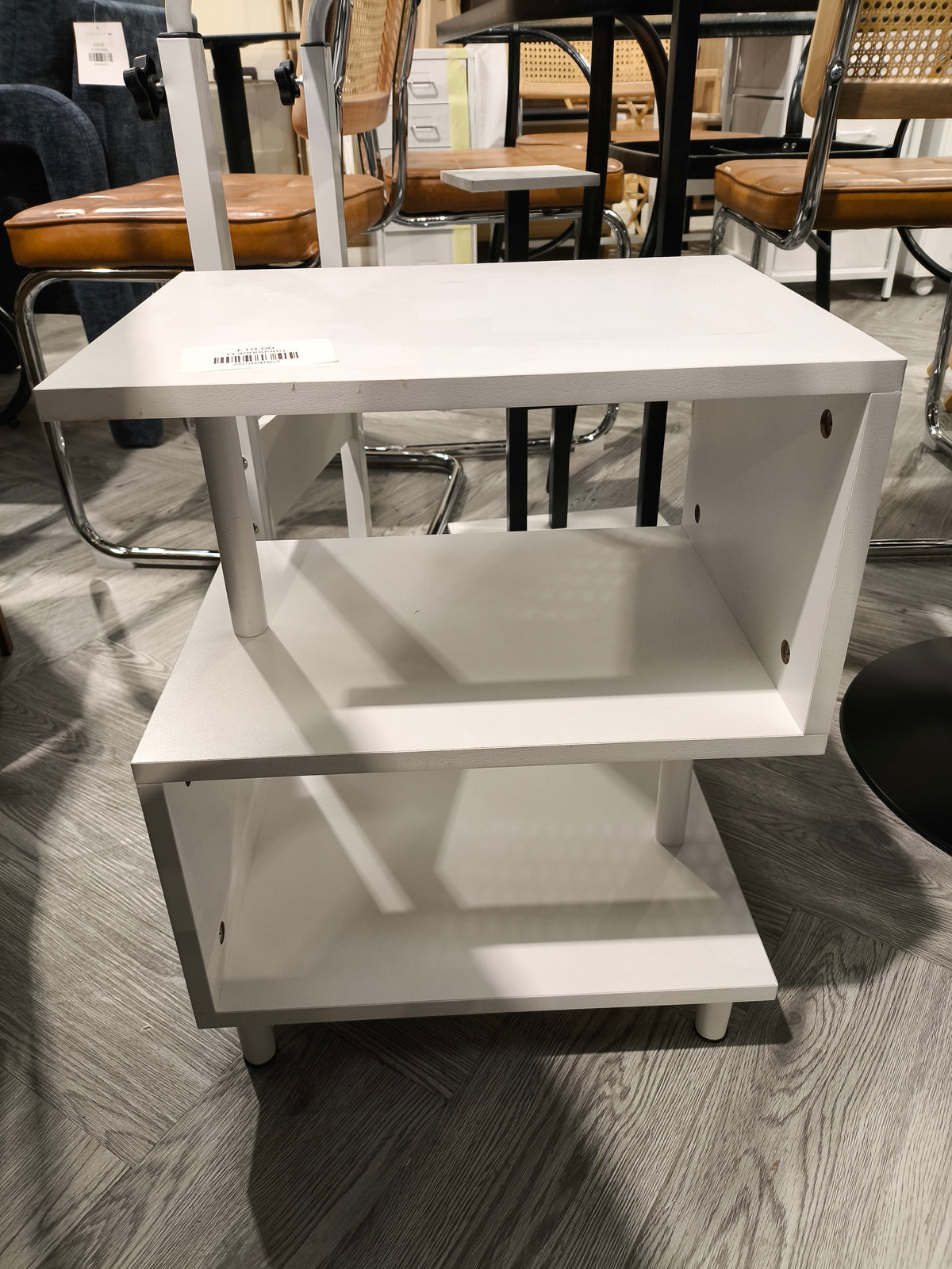 3 Tier S shaped Wooden Side Table White